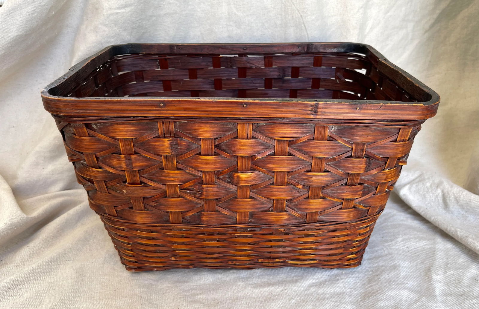 Vintage Woven Split Bamboo/Rattan Basket - 7