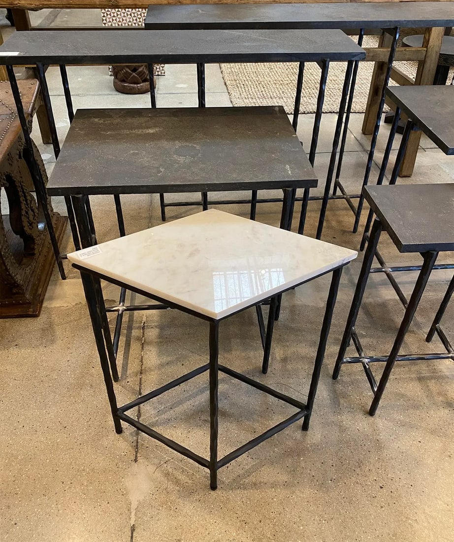 Marble & Iron Diamond Side Table - 7