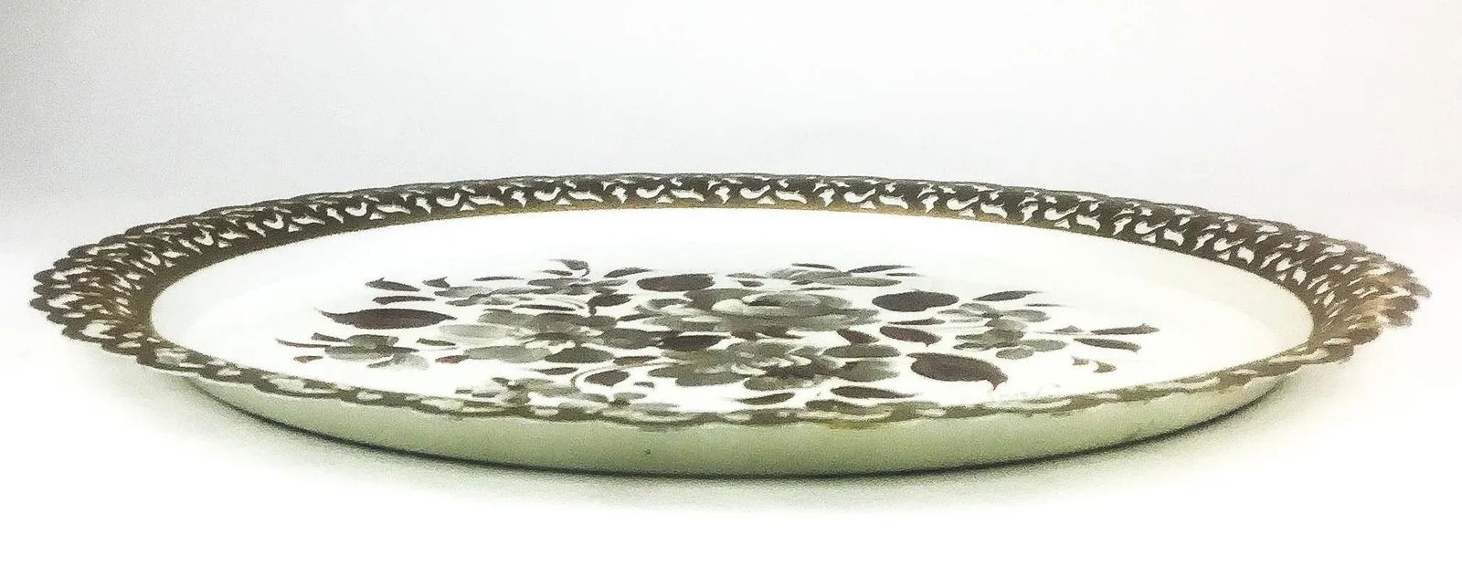 Vintage Toleware Floral Serving Tray Signed - 2