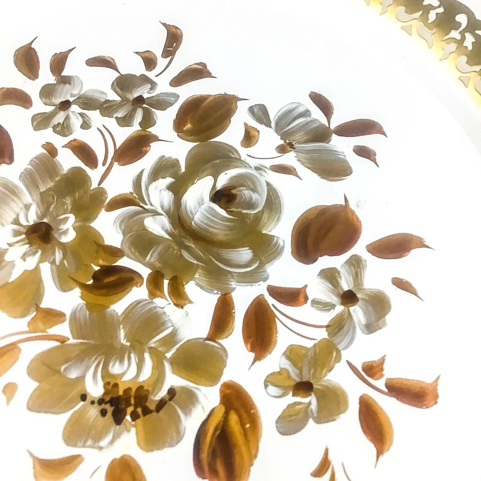 Vintage Toleware Floral Serving Tray Signed - 5