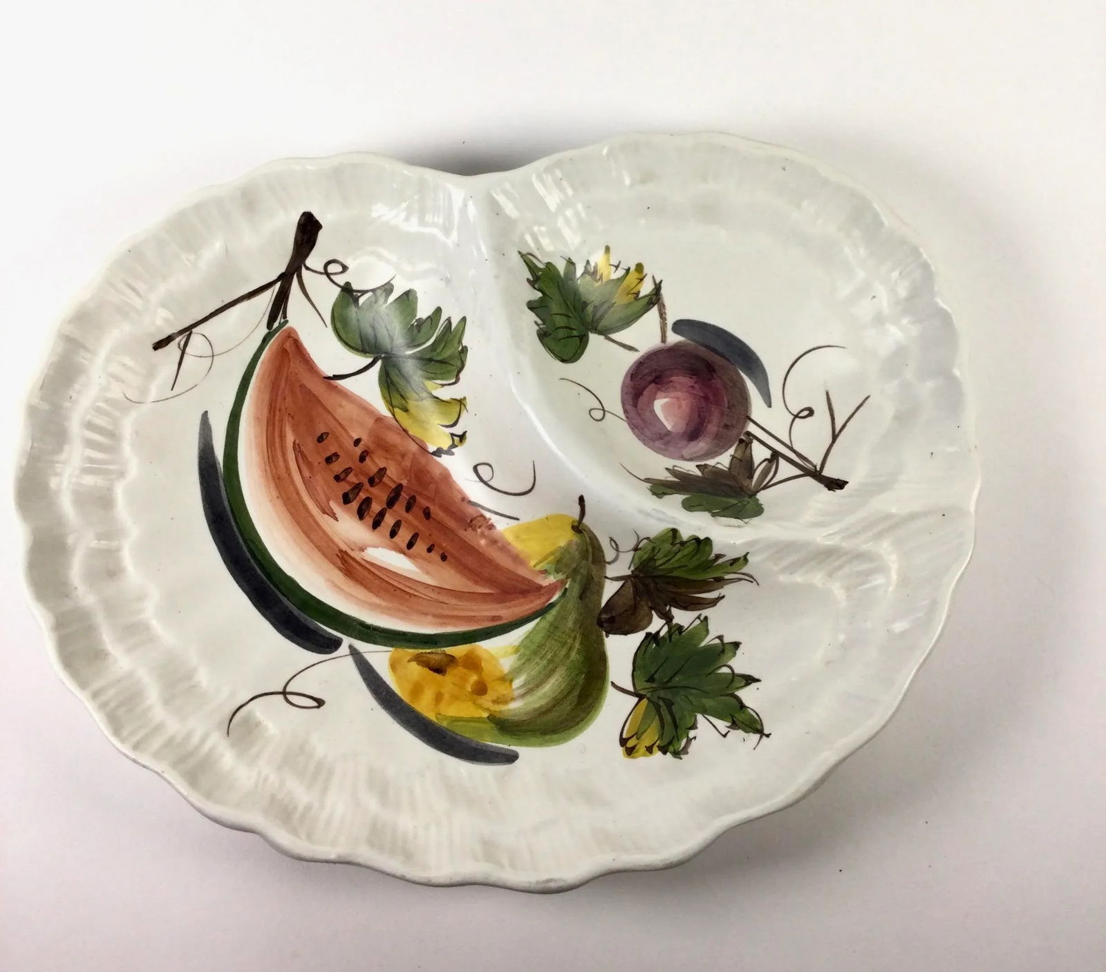 Large Ceramic Italian Artisan Divided Condiment Platter - 10