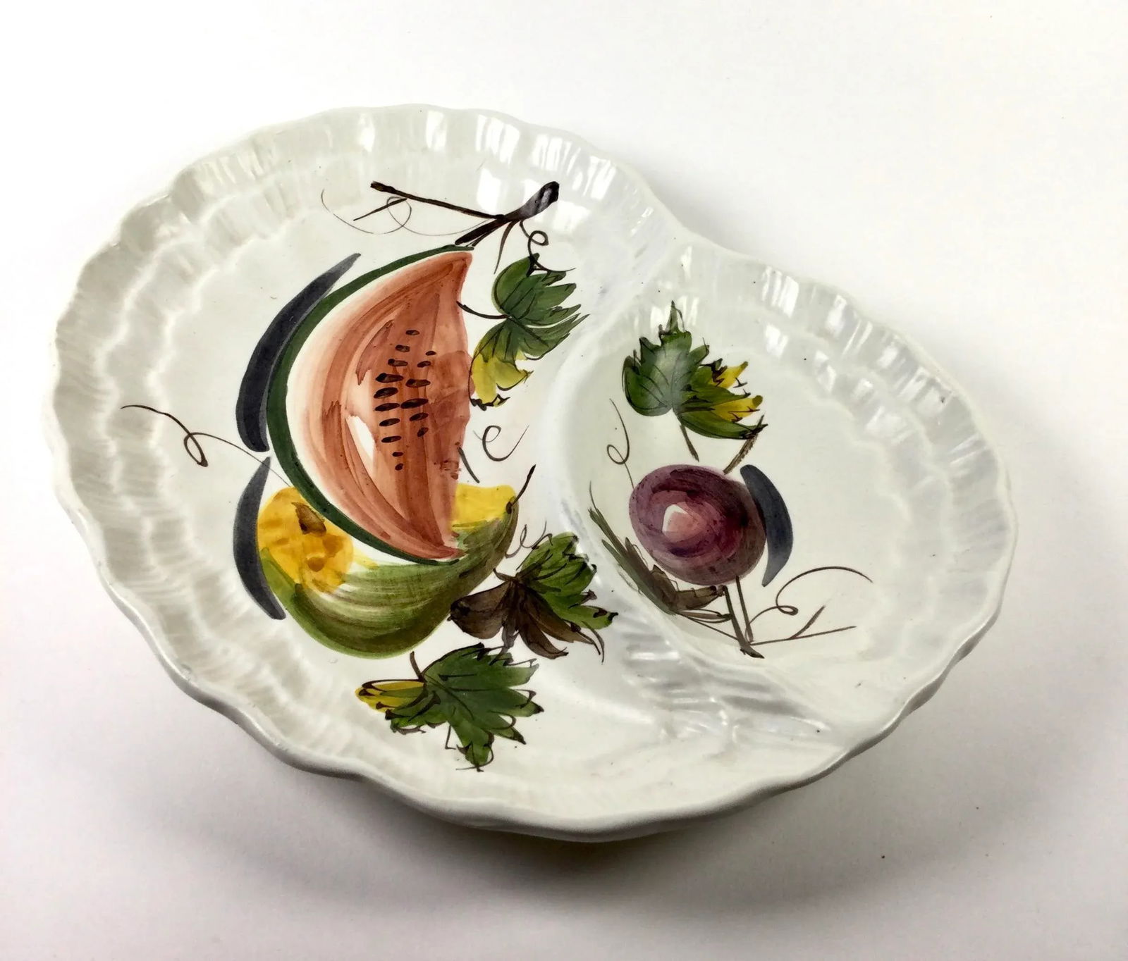 Large Ceramic Italian Artisan Divided Condiment Platter - 12