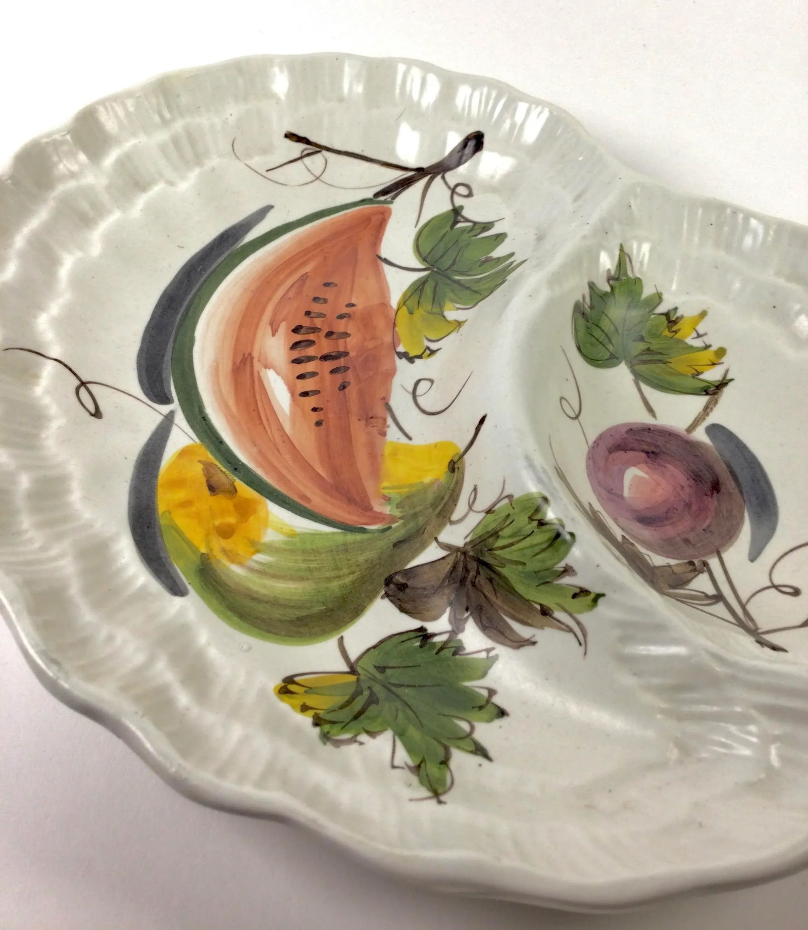 Large Ceramic Italian Artisan Divided Condiment Platter - 2