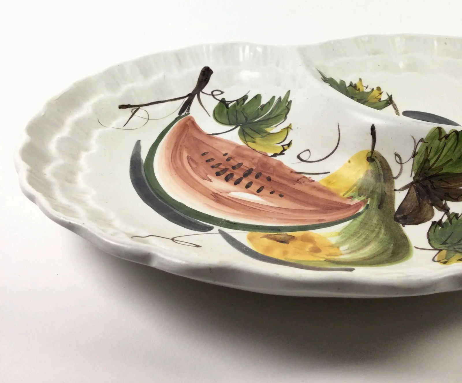 Large Ceramic Italian Artisan Divided Condiment Platter - 4