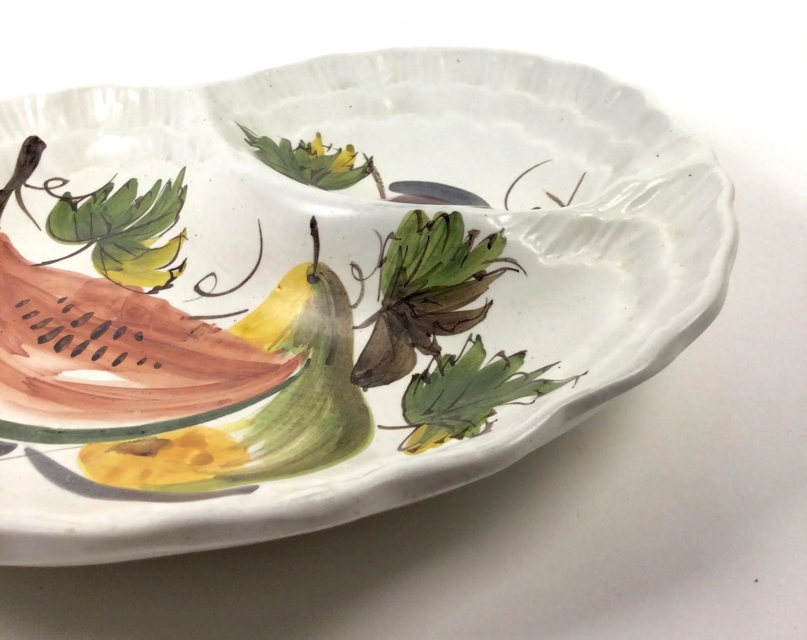 Large Ceramic Italian Artisan Divided Condiment Platter - 5