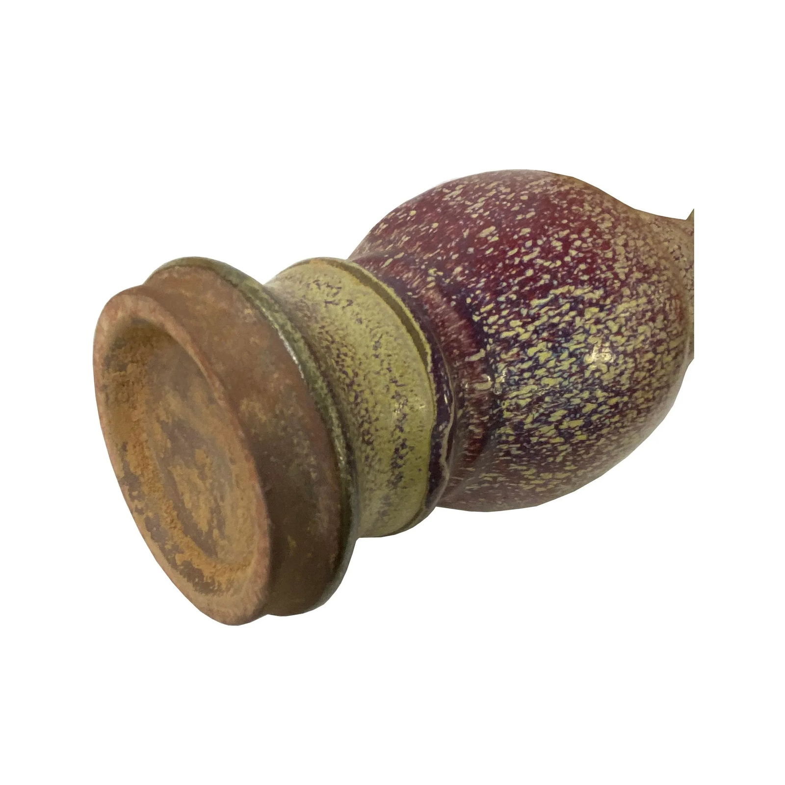 Plum Purple Distressed Ceramic Hexagon Mouth Artistic Narrow Vase - 5