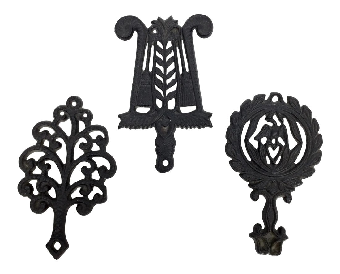 Vintage Wilton Black Wrought Iron Trivets - Set of 3 (1 of 12)