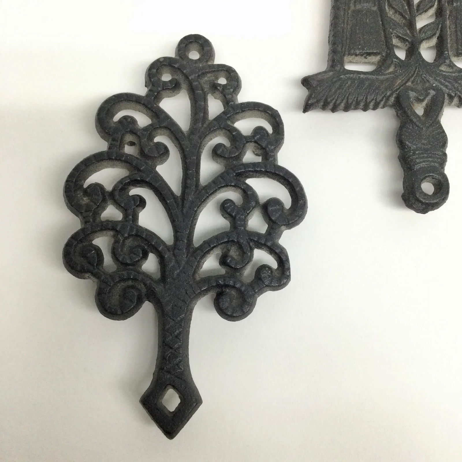 Vintage Wilton Black Wrought Iron Trivets - Set of 3 - 4