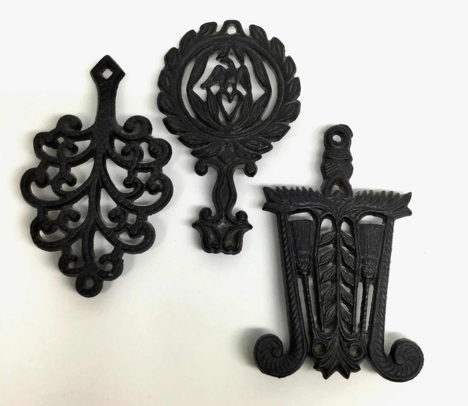 Vintage Wilton Black Wrought Iron Trivets - Set of 3 - 6