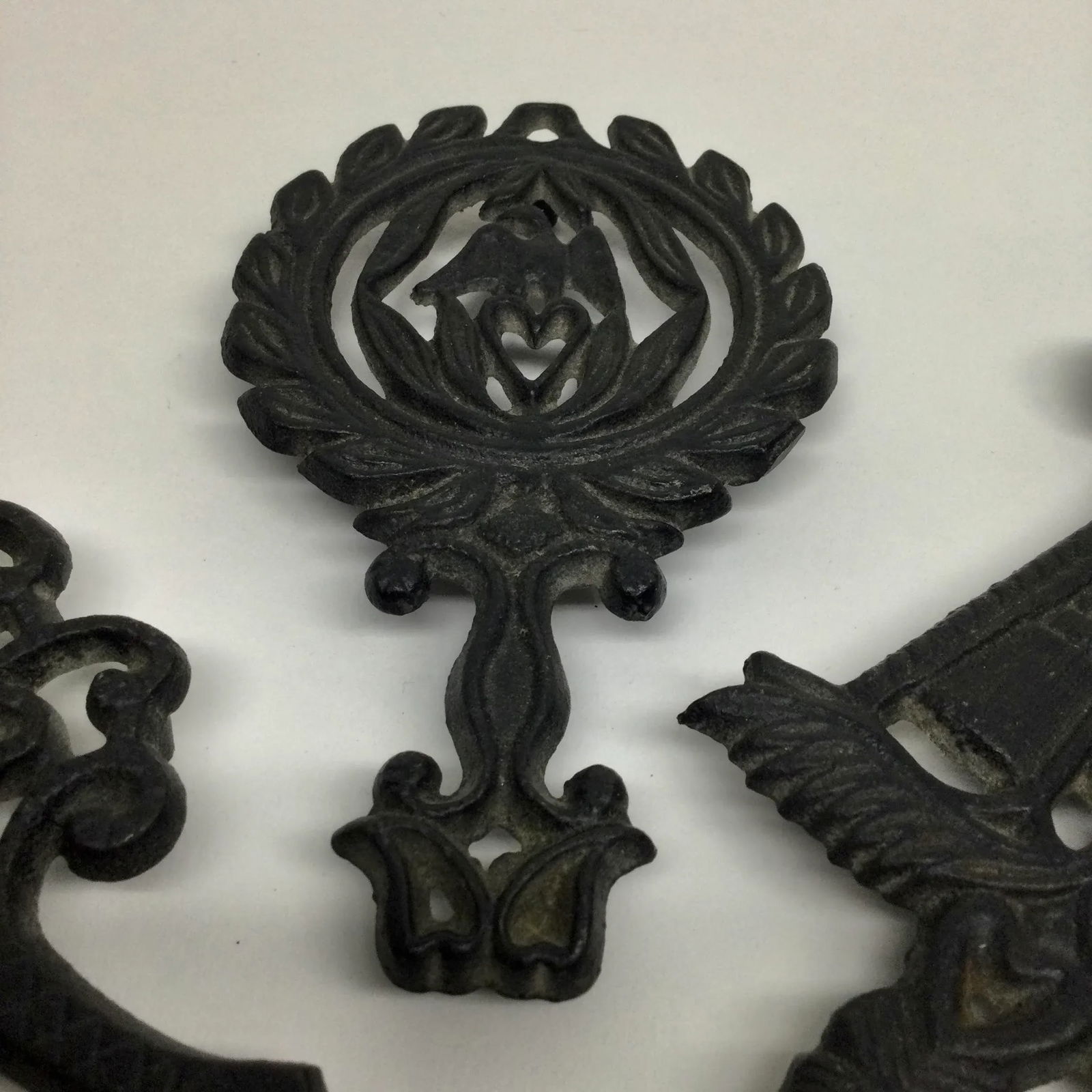 Vintage Wilton Black Wrought Iron Trivets - Set of 3 - 9