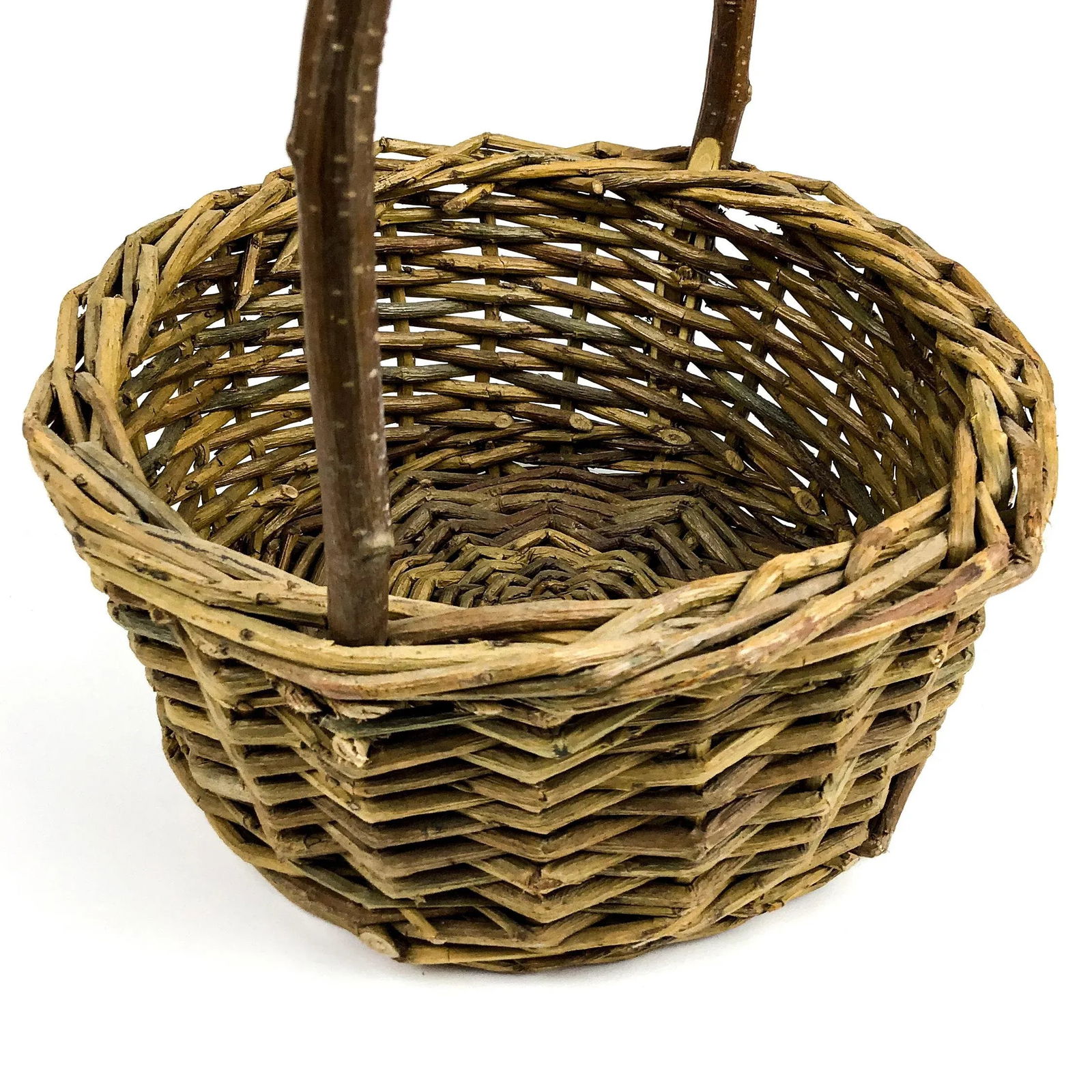 Vintage Wicker and Birchwood Handle Market Basket - 10