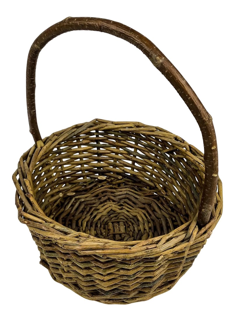 Vintage Wicker and Birchwood Handle Market Basket (1 of 12)