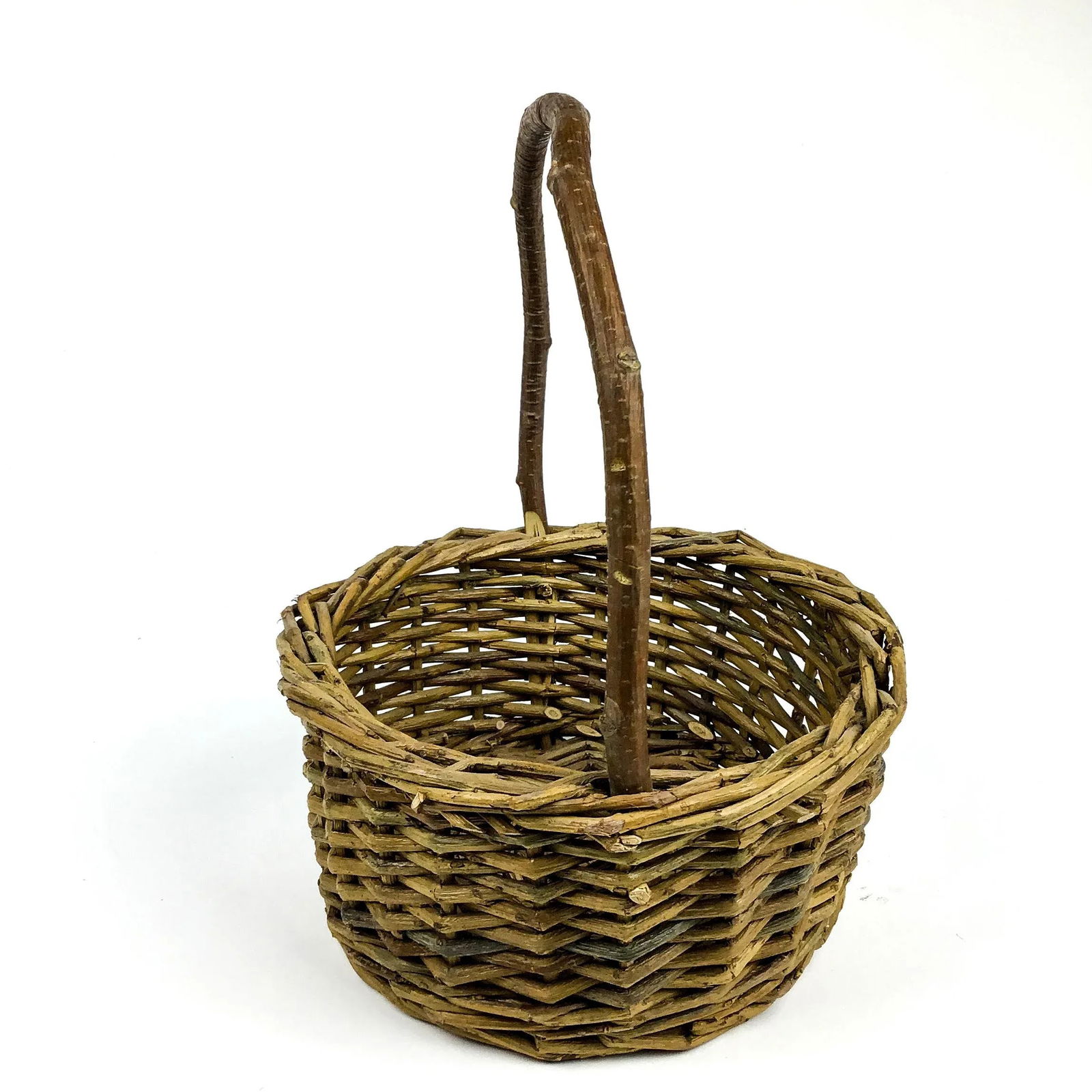 Vintage Wicker and Birchwood Handle Market Basket - 3