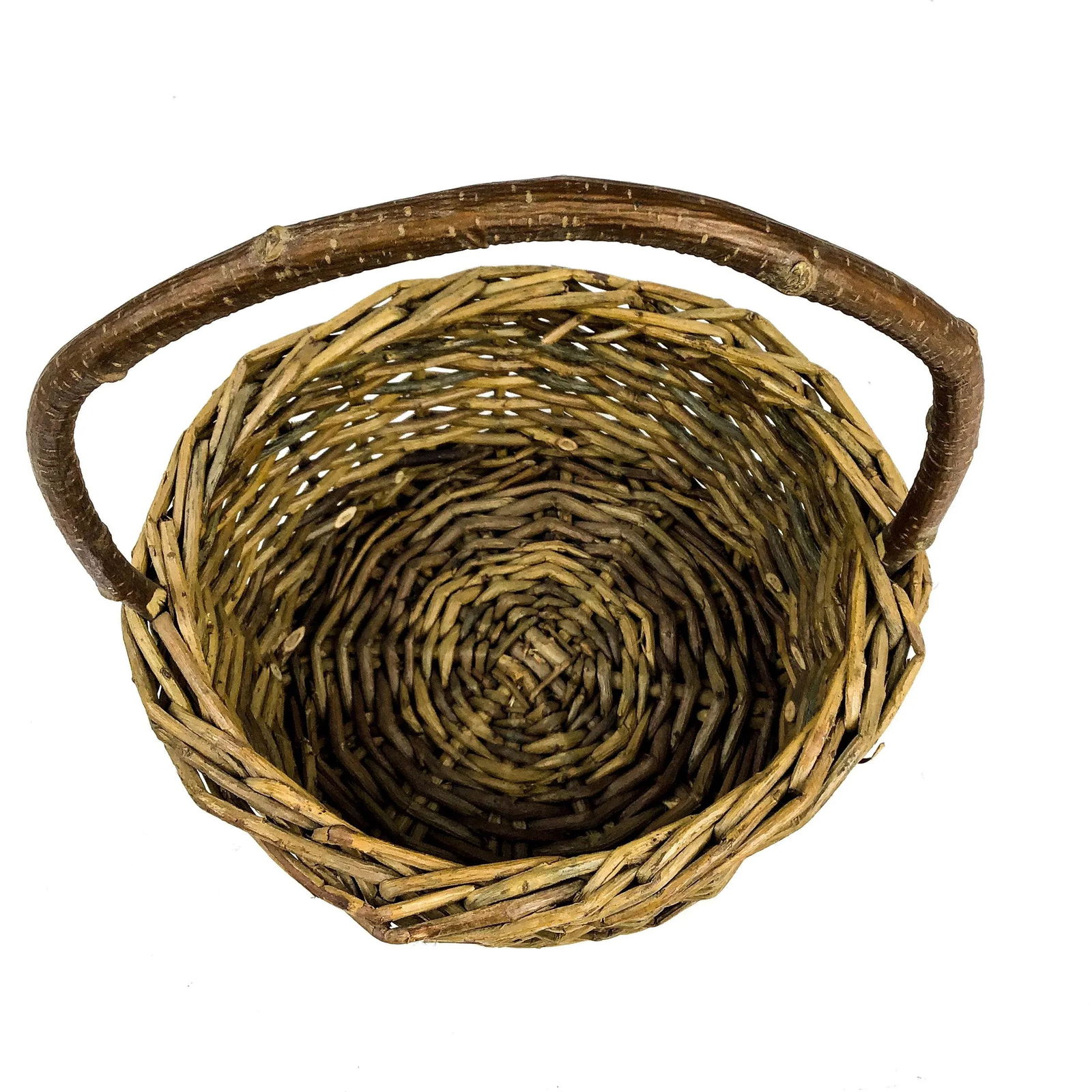 Vintage Wicker and Birchwood Handle Market Basket - 4