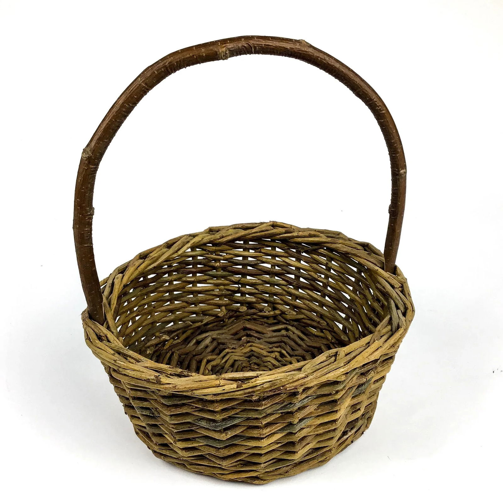 Vintage Wicker and Birchwood Handle Market Basket - 5