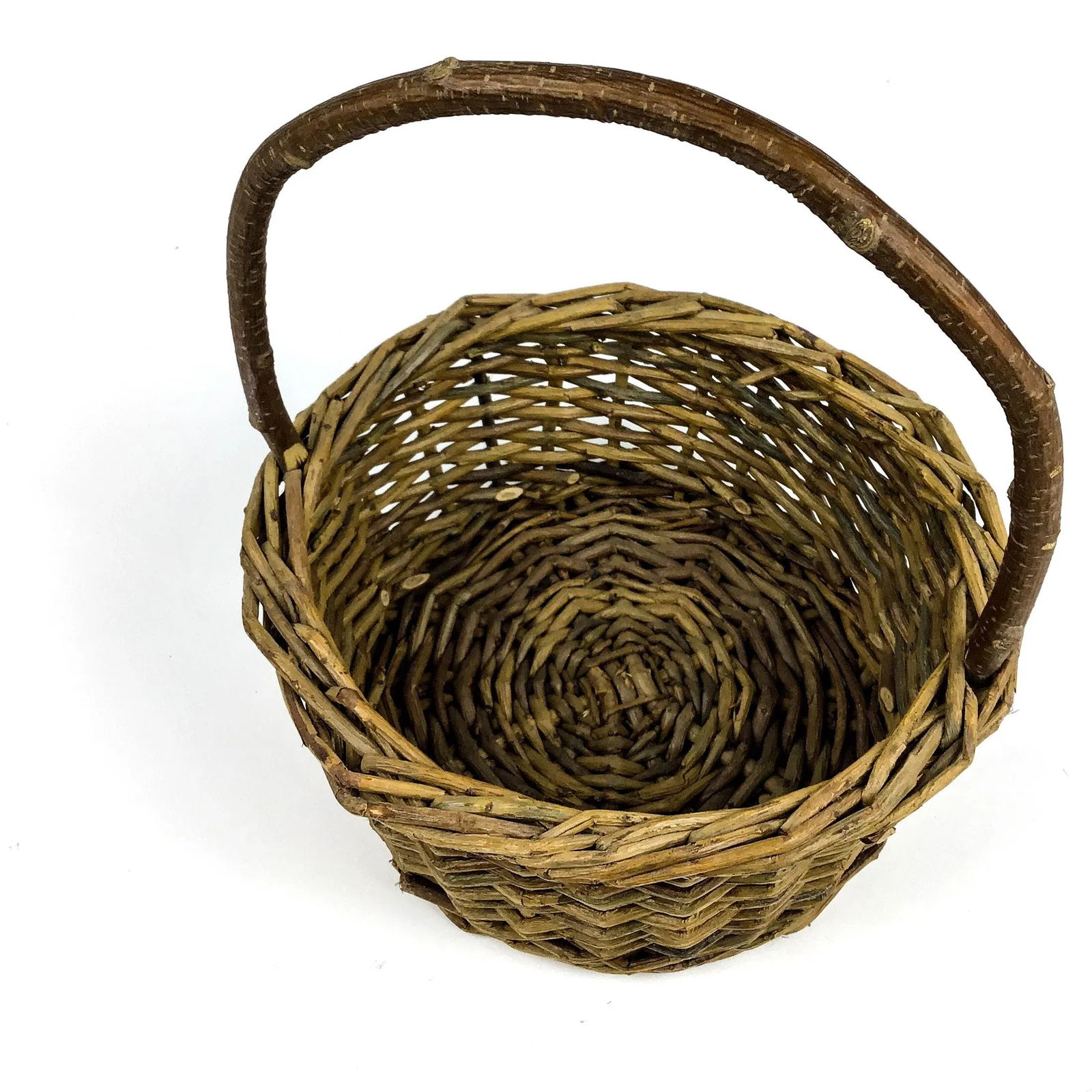 Vintage Wicker and Birchwood Handle Market Basket - 6