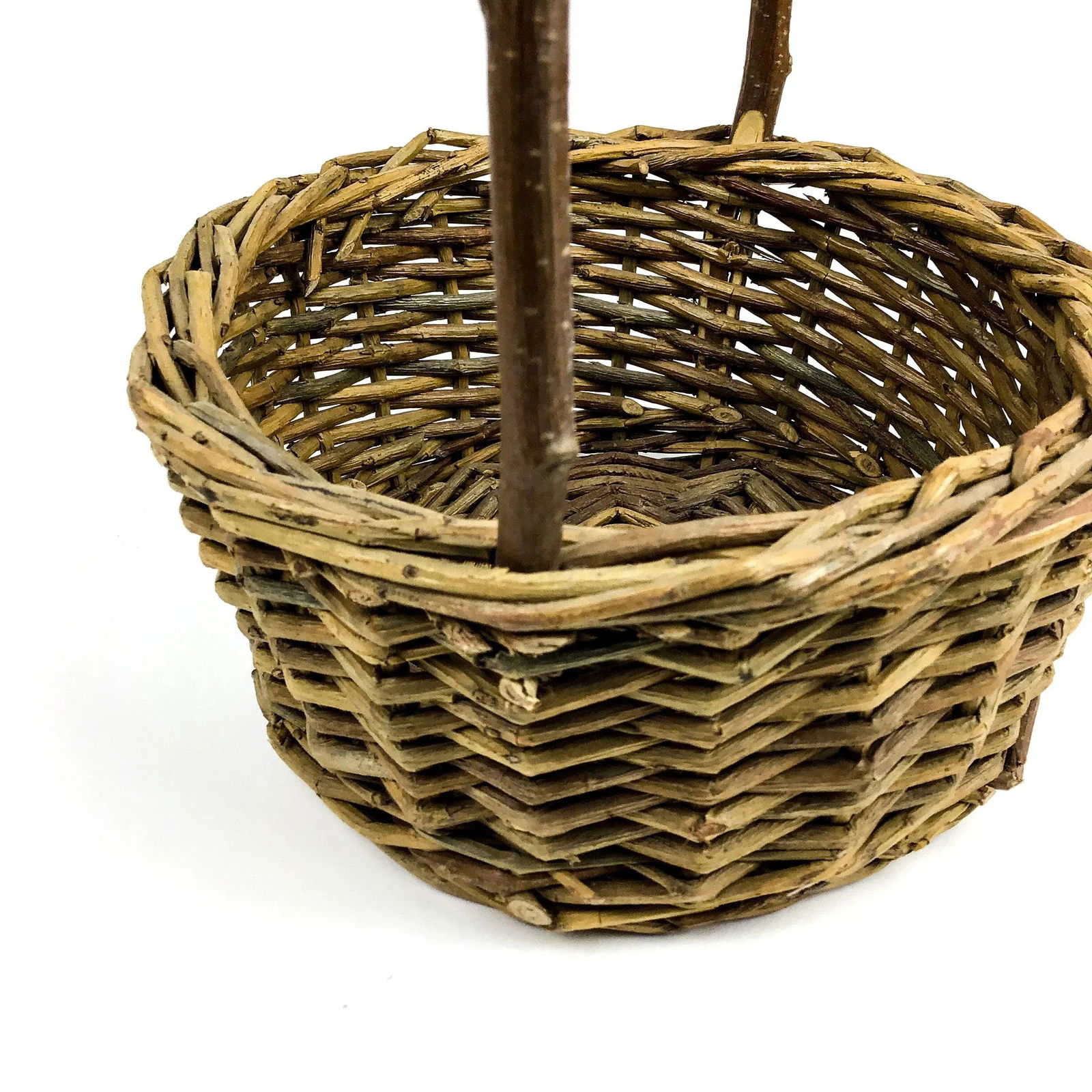 Vintage Wicker and Birchwood Handle Market Basket - 7
