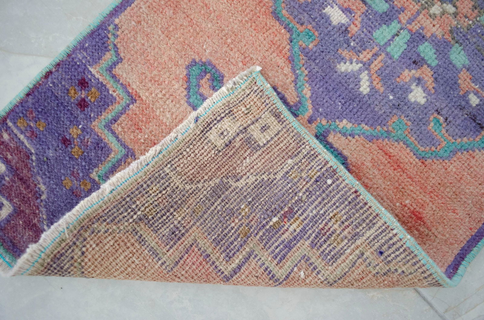 Hand Knotted Door Mat, Entryway Rug, Bath Mat, Kitchen Decor, Small Rug, Turkish Rug - 1"² - 10