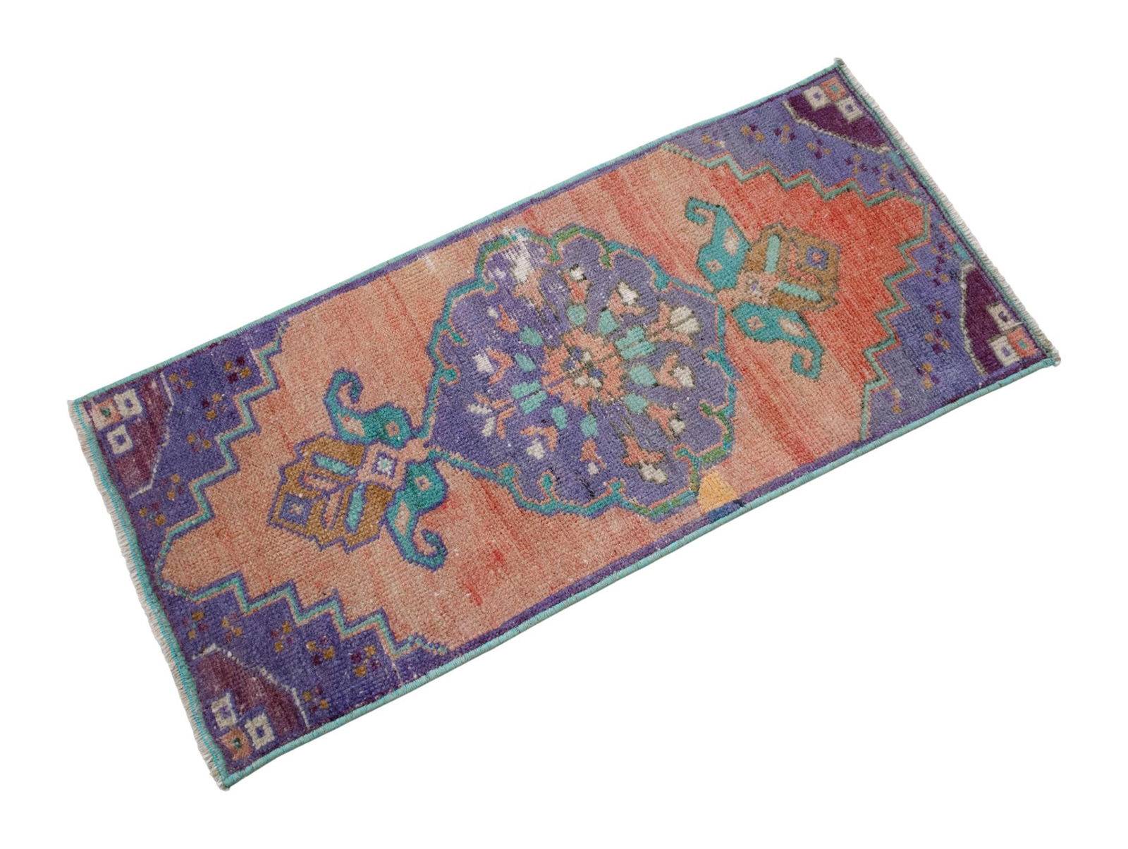 Hand Knotted Door Mat, Entryway Rug, Bath Mat, Kitchen Decor, Small Rug, Turkish Rug - 1"² - 4