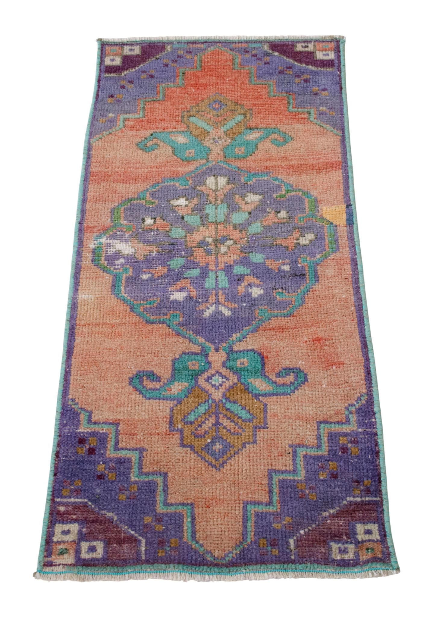 Hand Knotted Door Mat, Entryway Rug, Bath Mat, Kitchen Decor, Small Rug, Turkish Rug - 1"² - 7