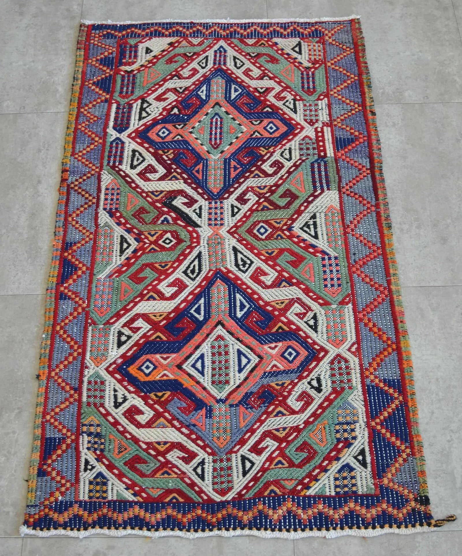 1970s Hand-Woven Braided Turkish Jajim Kilim Rug - 3