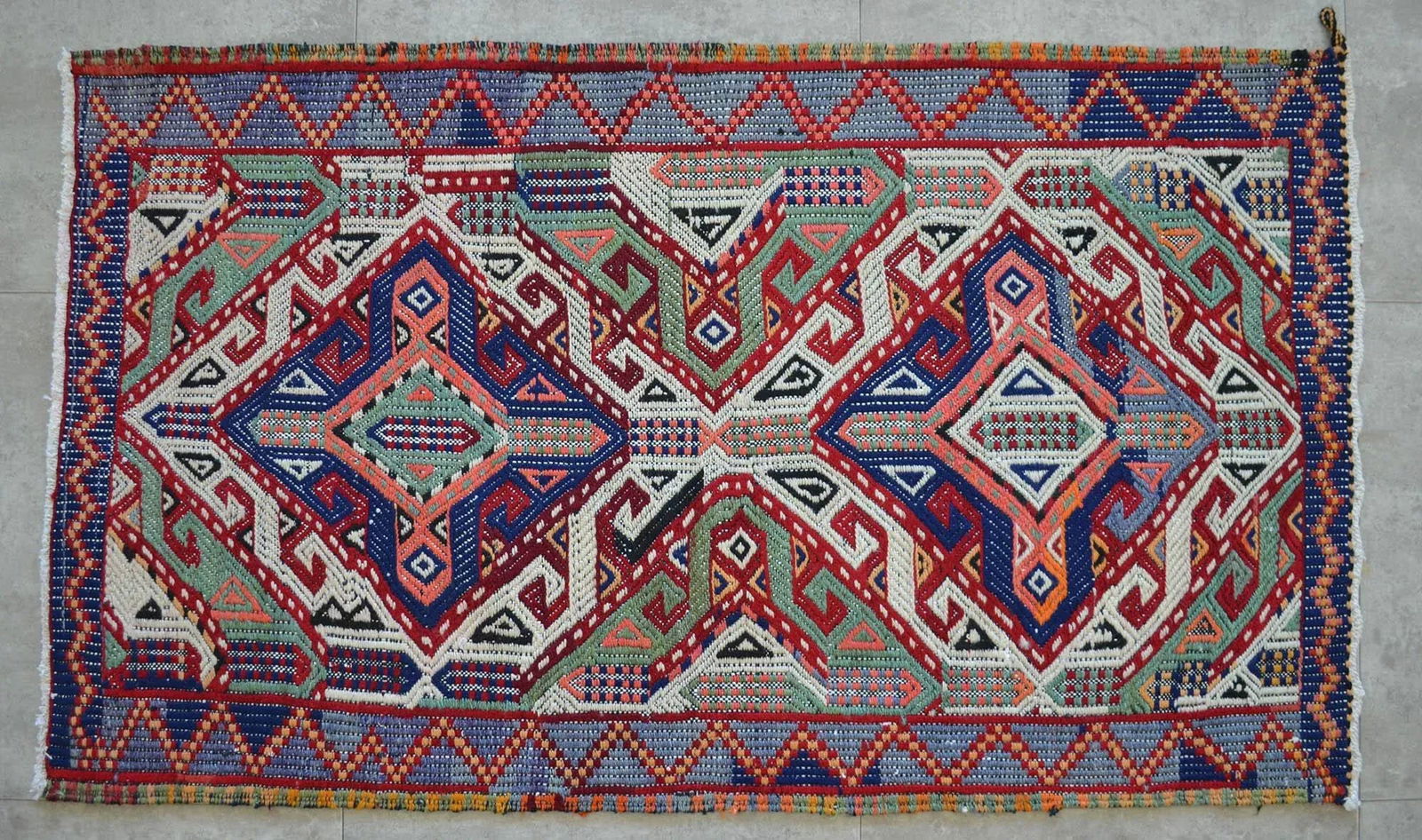 1970s Hand-Woven Braided Turkish Jajim Kilim Rug - 6