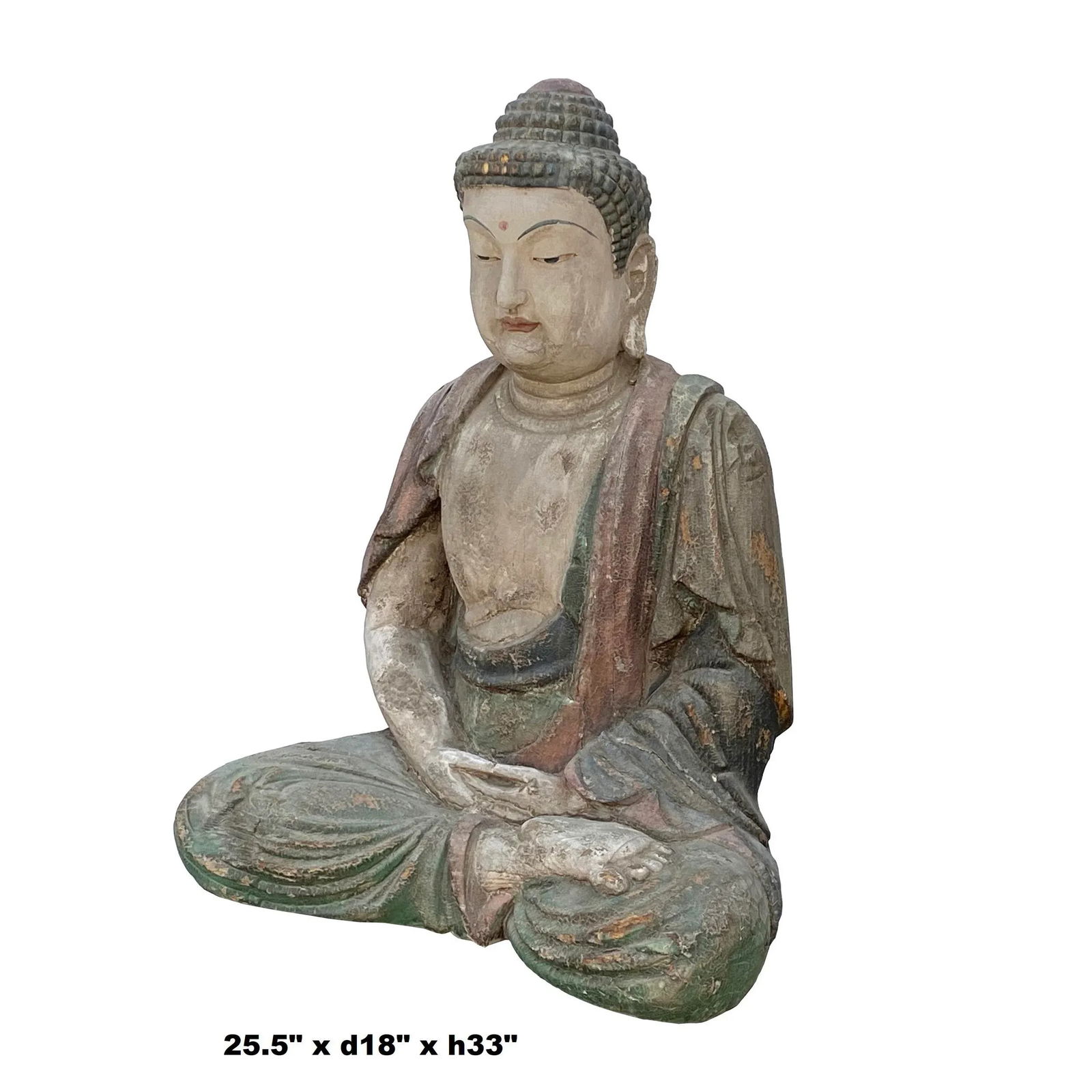 Large Chinese Rustic Wood Sitting Meditation Shakyamuni Buddha Statue - 2