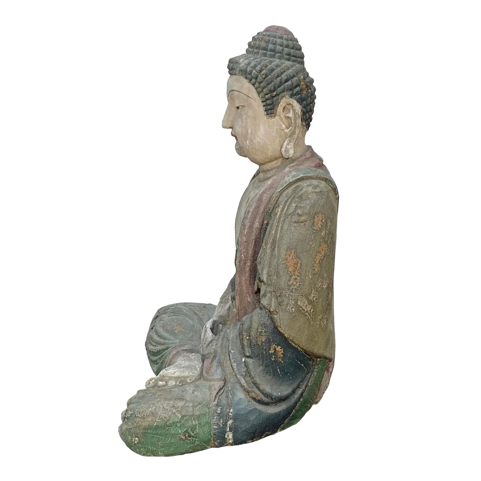 Large Chinese Rustic Wood Sitting Meditation Shakyamuni Buddha Statue - 4