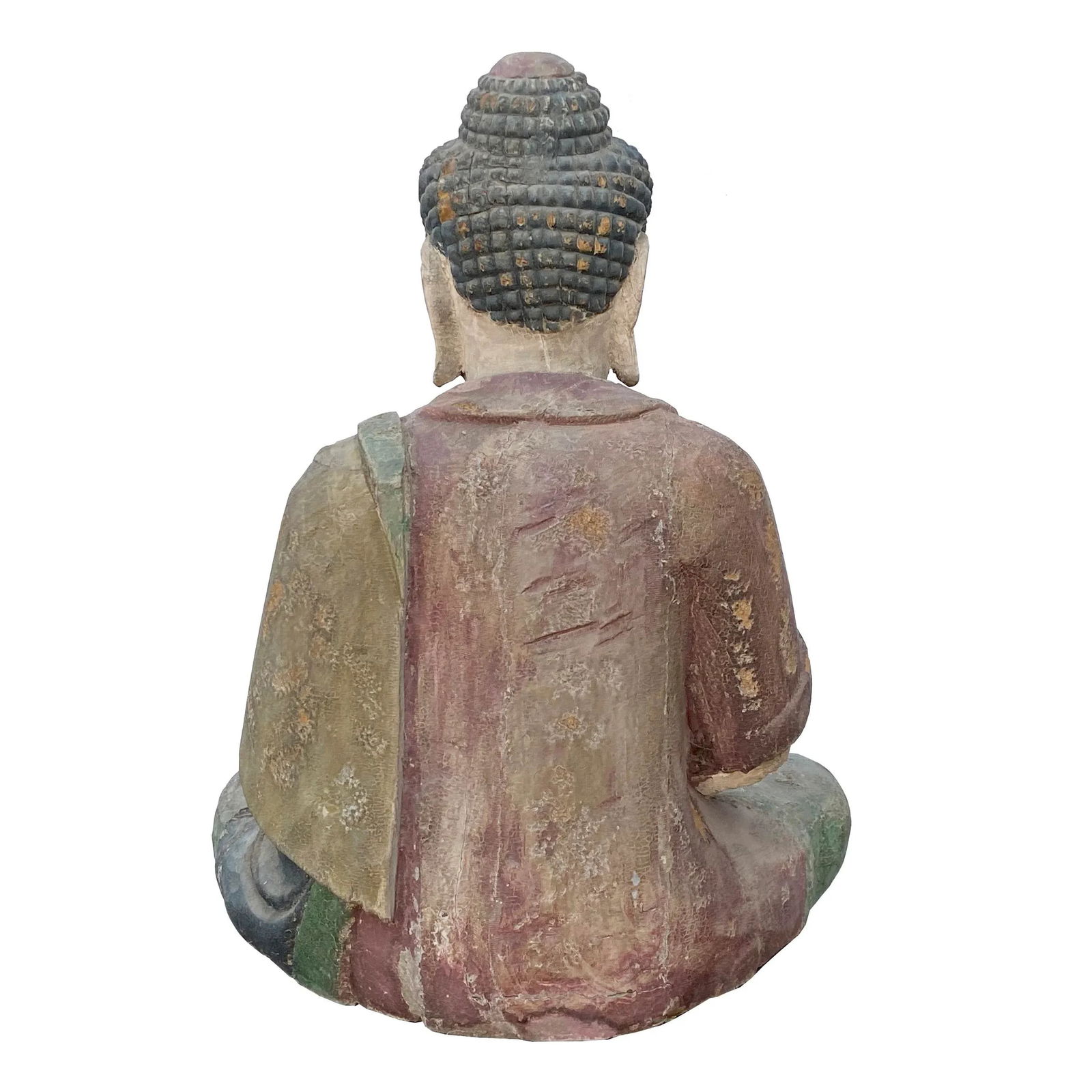 Large Chinese Rustic Wood Sitting Meditation Shakyamuni Buddha Statue - 6