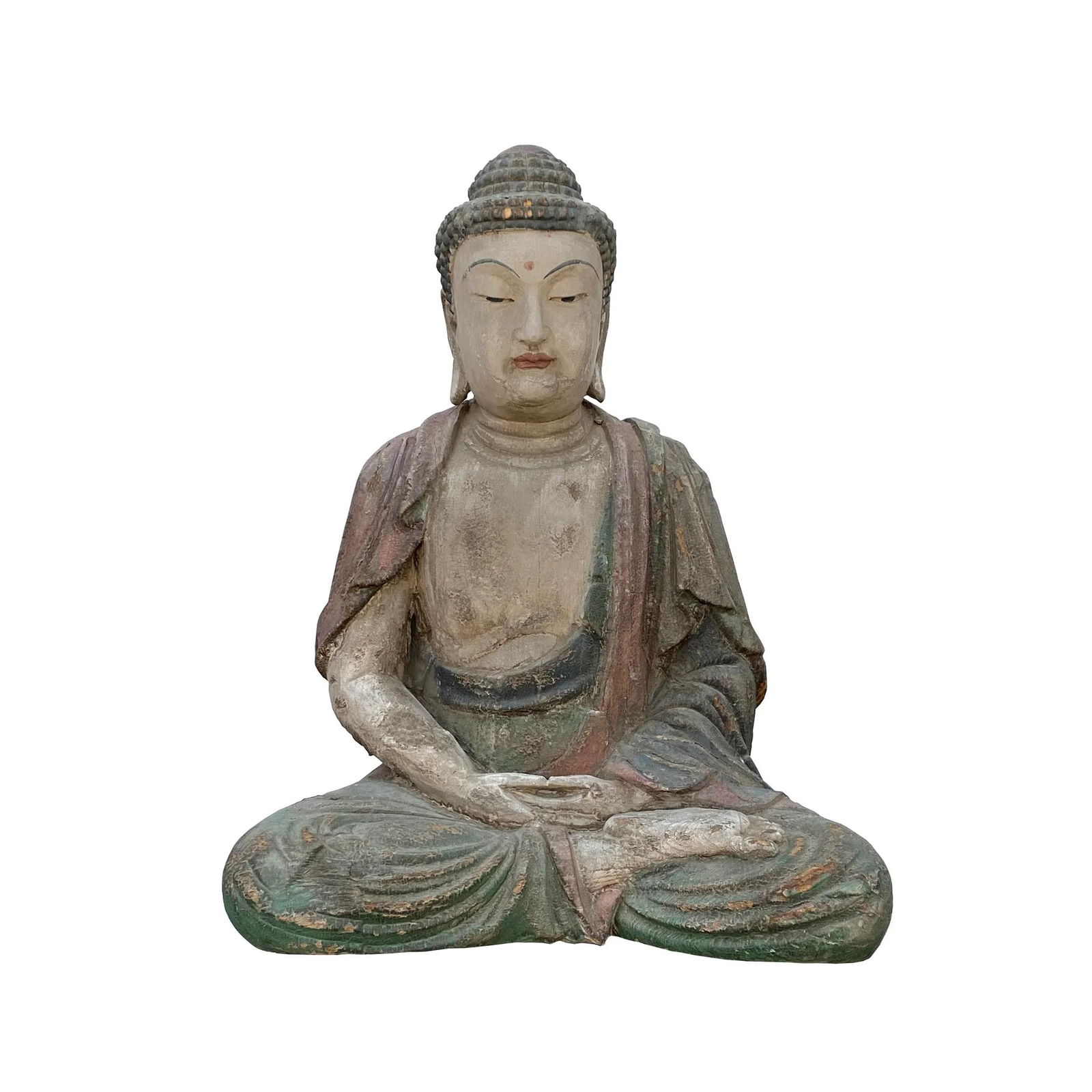 Large Chinese Rustic Wood Sitting Meditation Shakyamuni Buddha Statue - 7