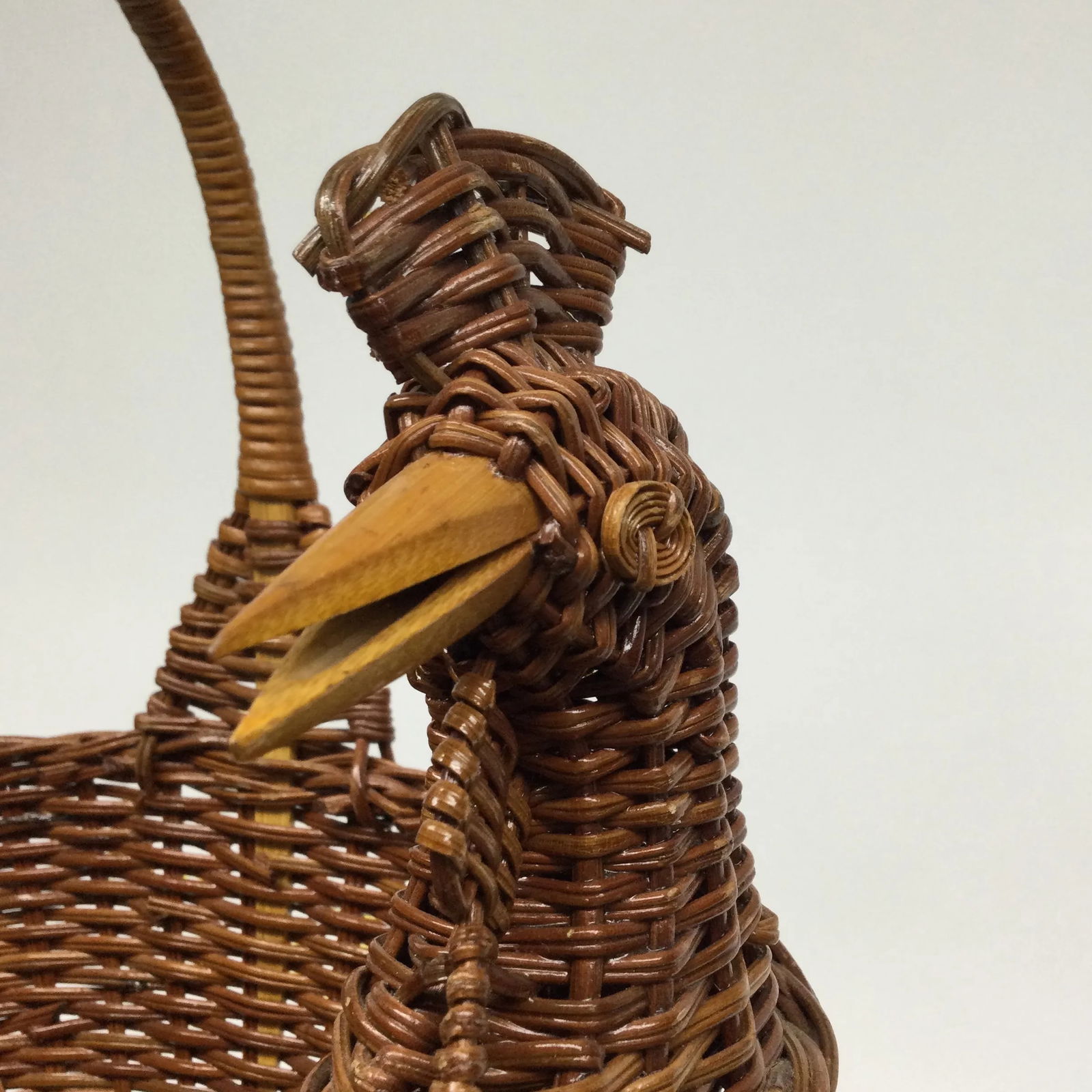Vintage Chicken Sculpted Rattan Basket - 6