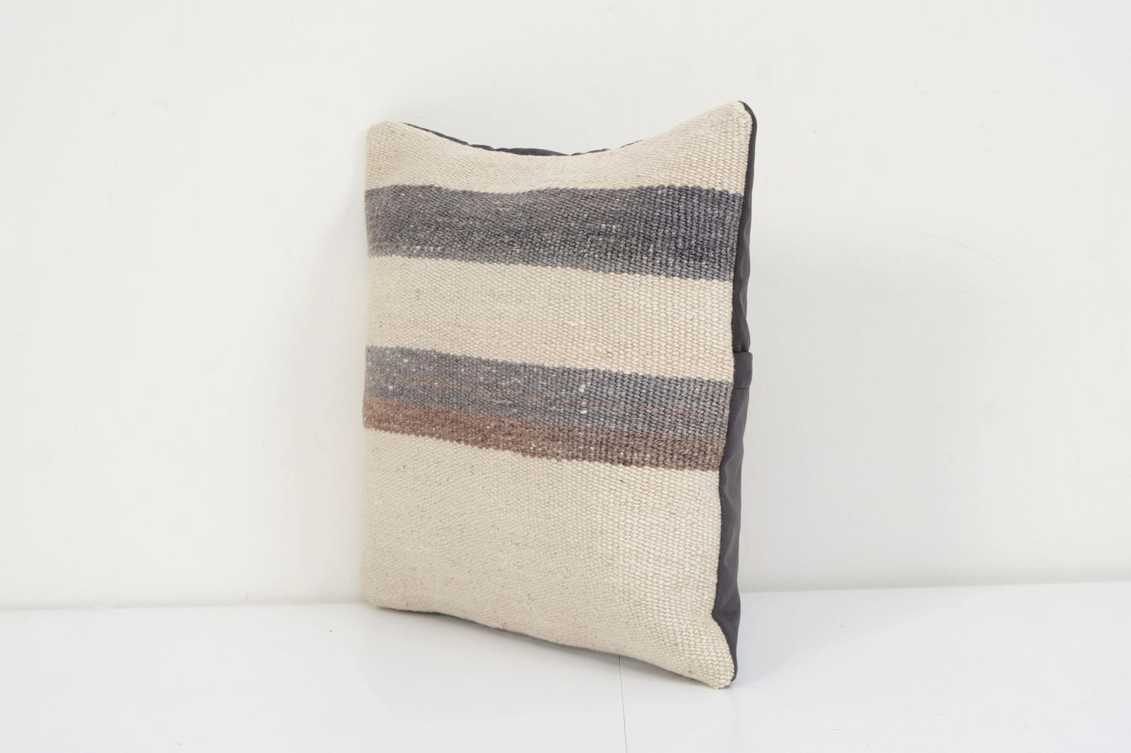 Organic Wool Striped Pillow Cases Fashioned Out of a Mid-20th Century Anatolian Kilim, - 2