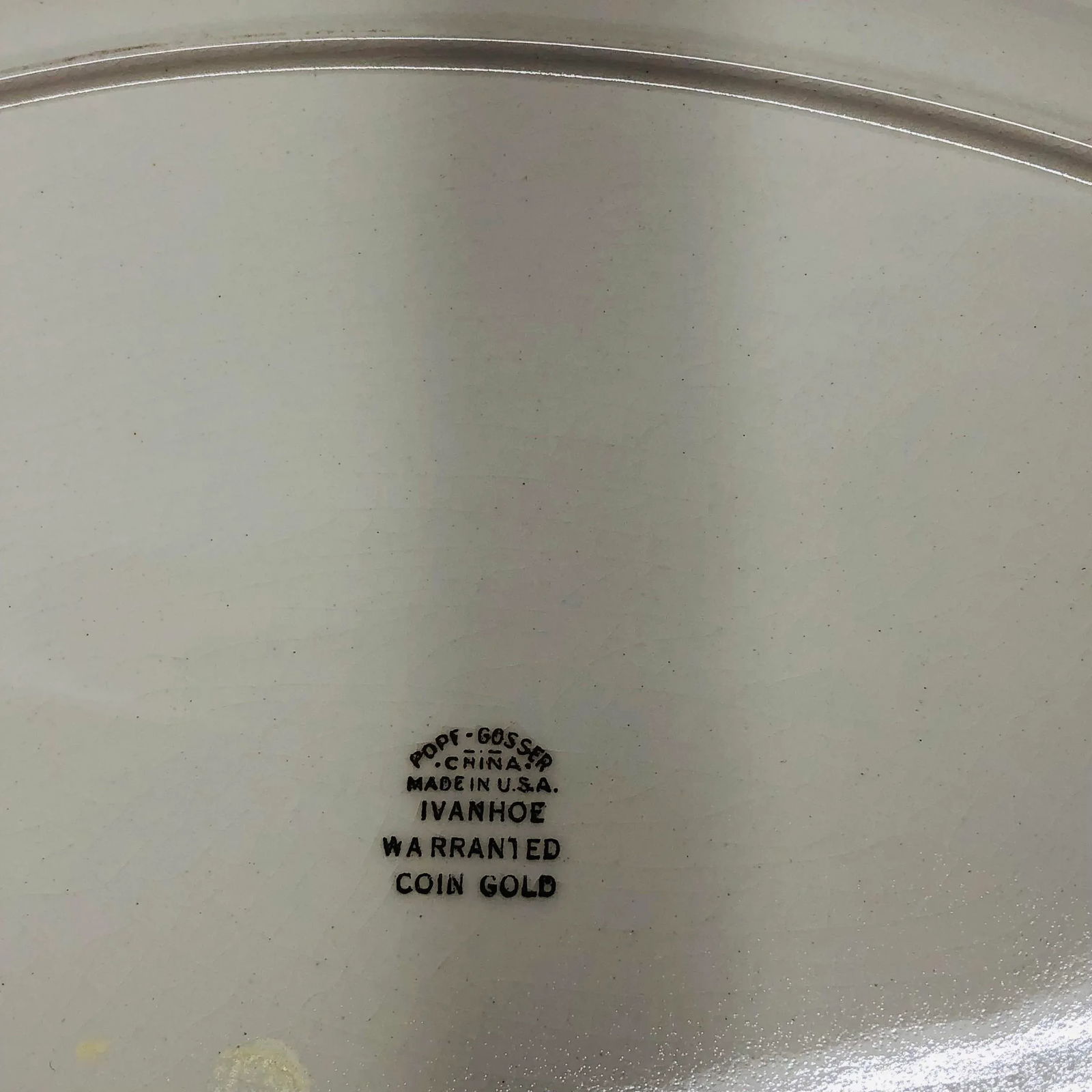 Large Pope Gosser Cream, Ivory and Gold Ivanhoe Platter, Marked Ivanhoe Usa - 2