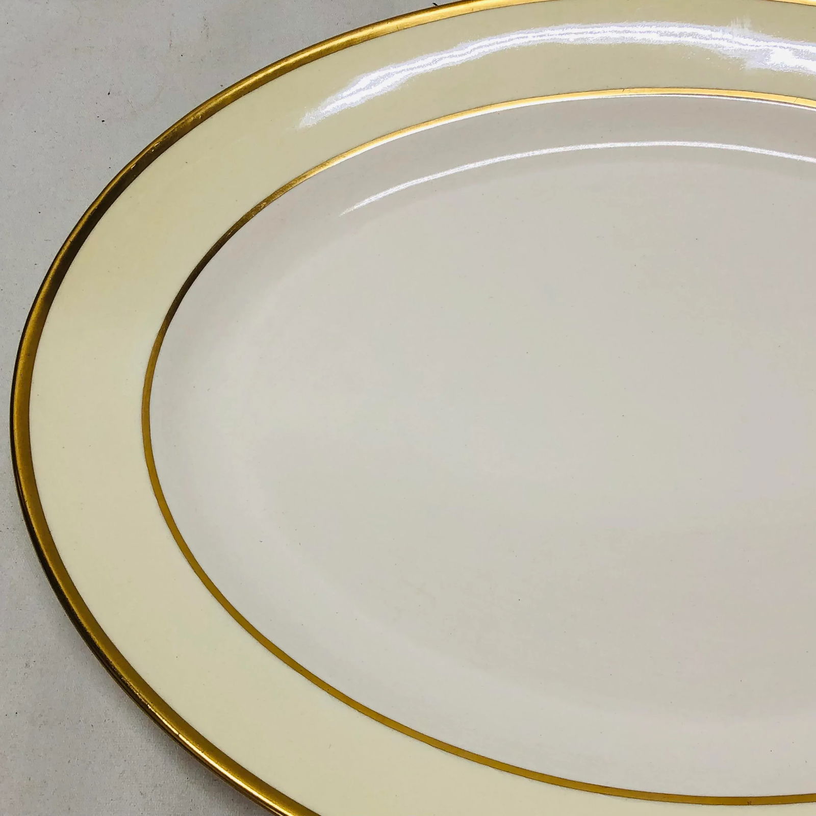 Large Pope Gosser Cream, Ivory and Gold Ivanhoe Platter, Marked Ivanhoe Usa - 5