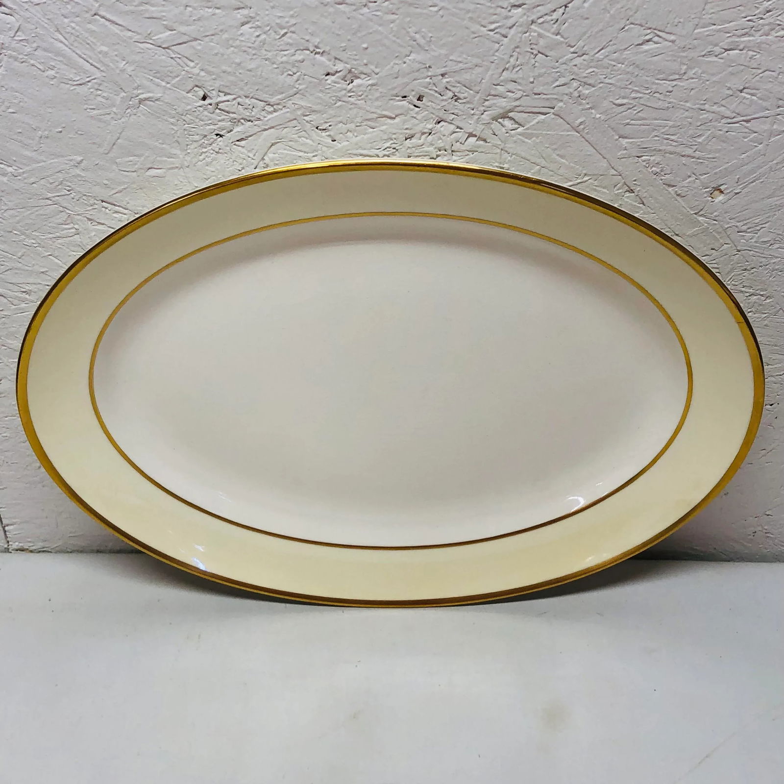Large Pope Gosser Cream, Ivory and Gold Ivanhoe Platter, Marked Ivanhoe Usa - 7
