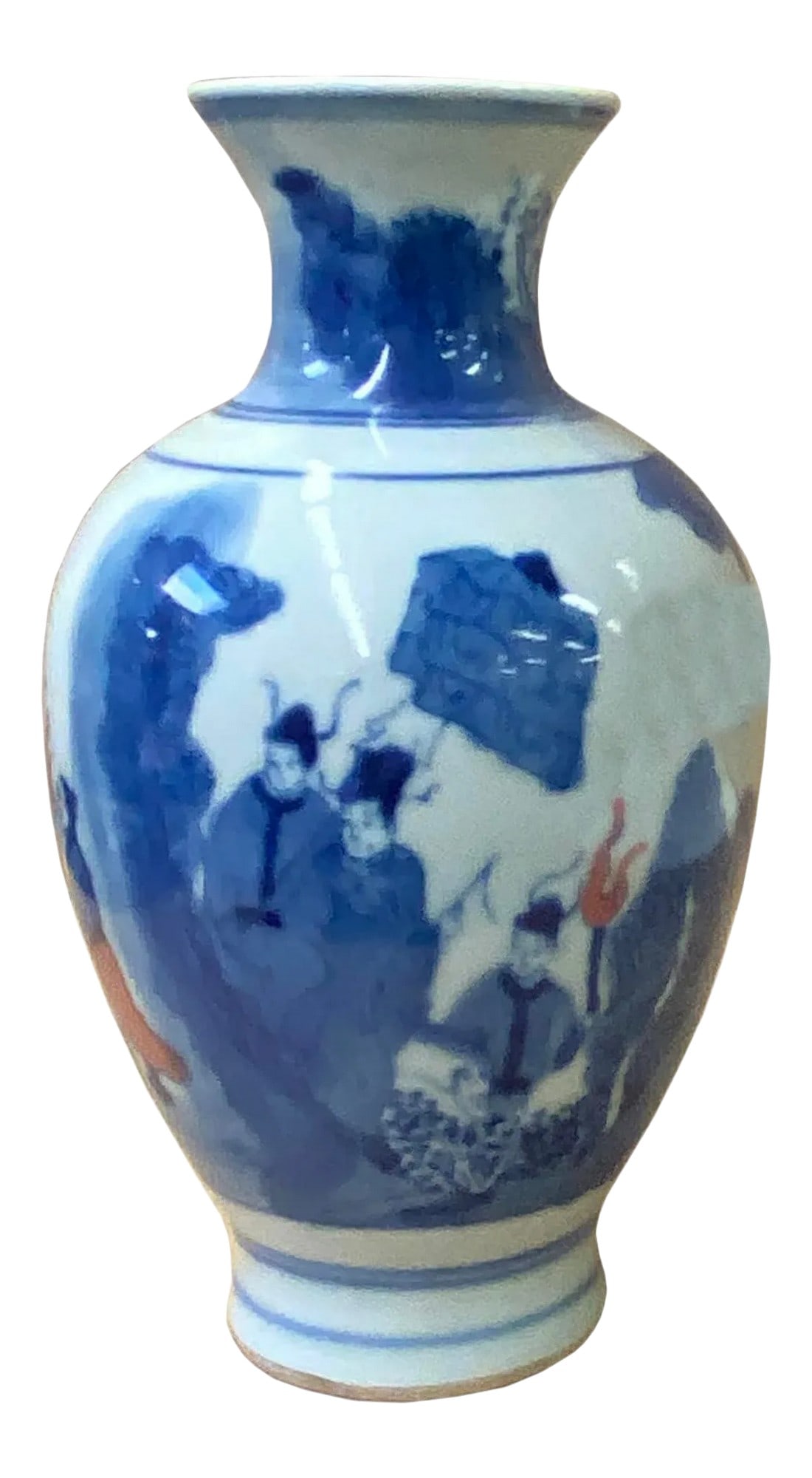 Chinese Red Blue White Porcelain Hand-Painted Graphic Small Vase (1 of 6)