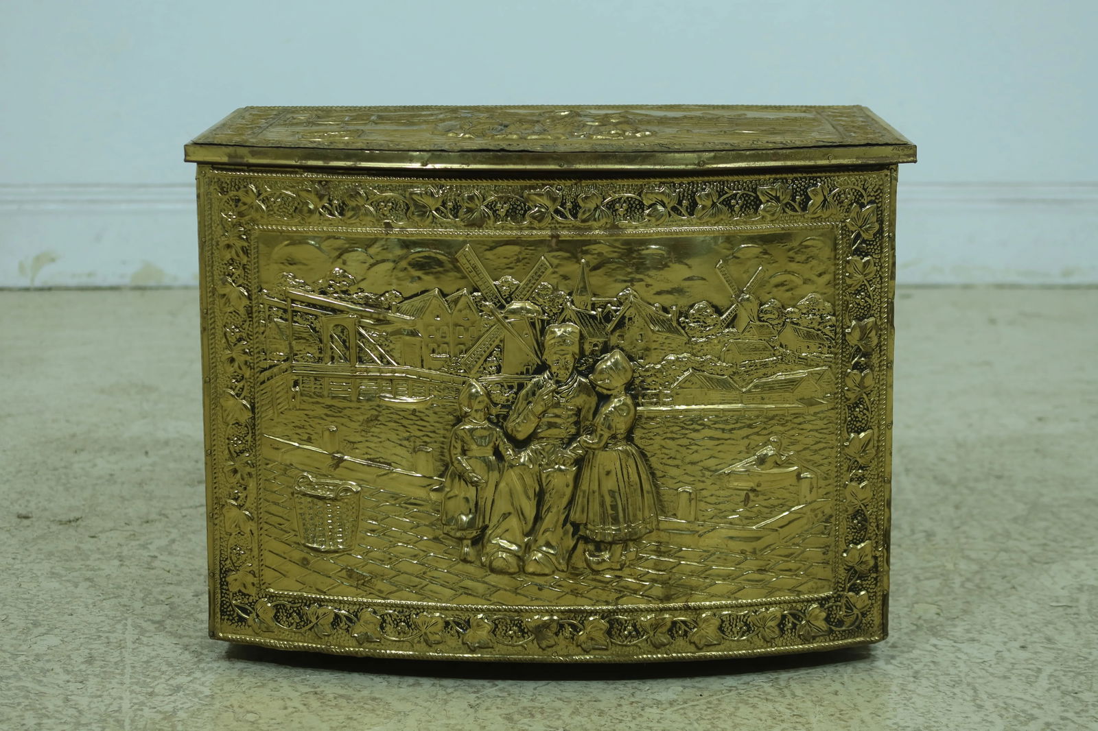 Dutch Embossed Brass Flip Top Tinder Box - 10