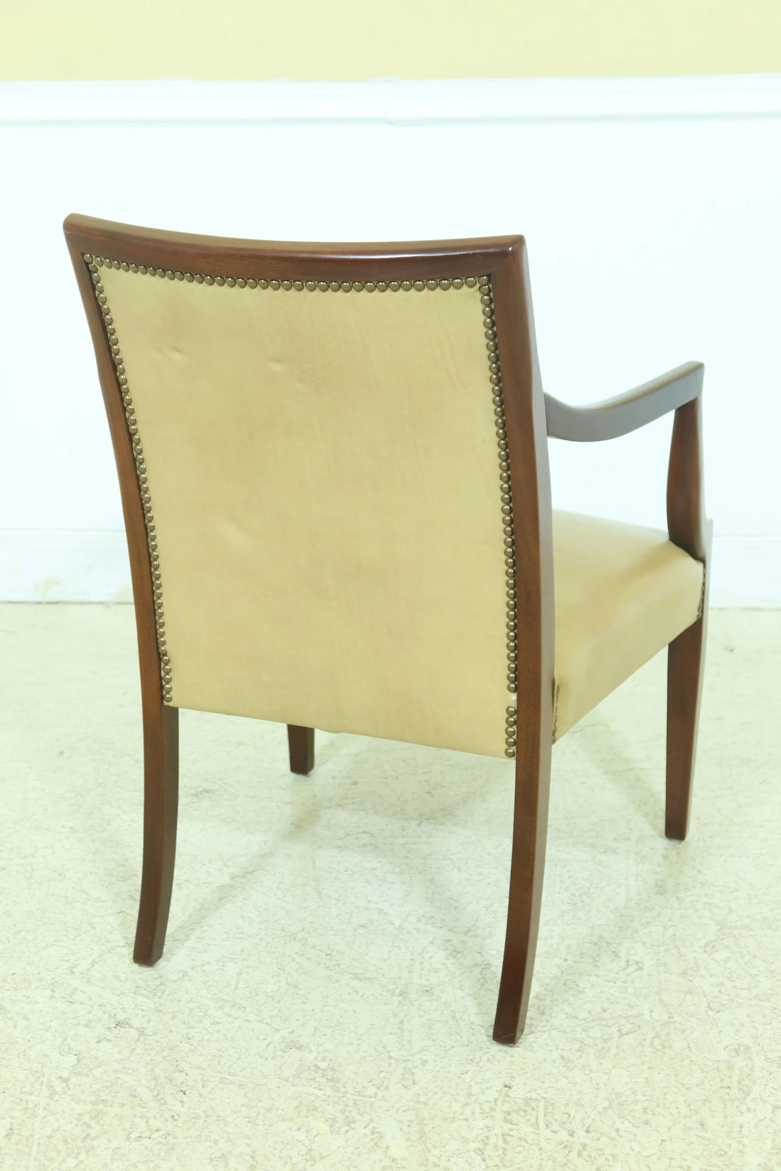 Federal Style Solid Mahogany Leather Open Armchair - 8
