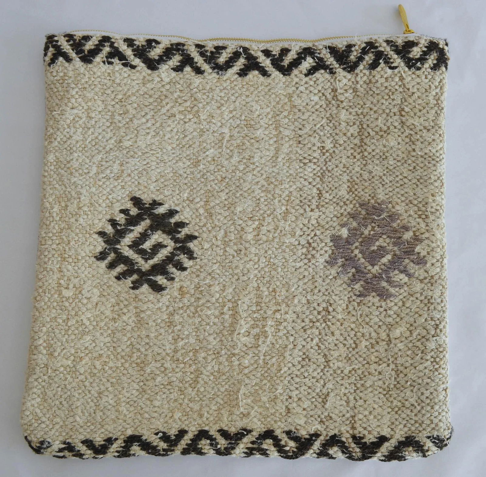 Hand-Woven Hemp Kilim Throw Pillow Cover - 3