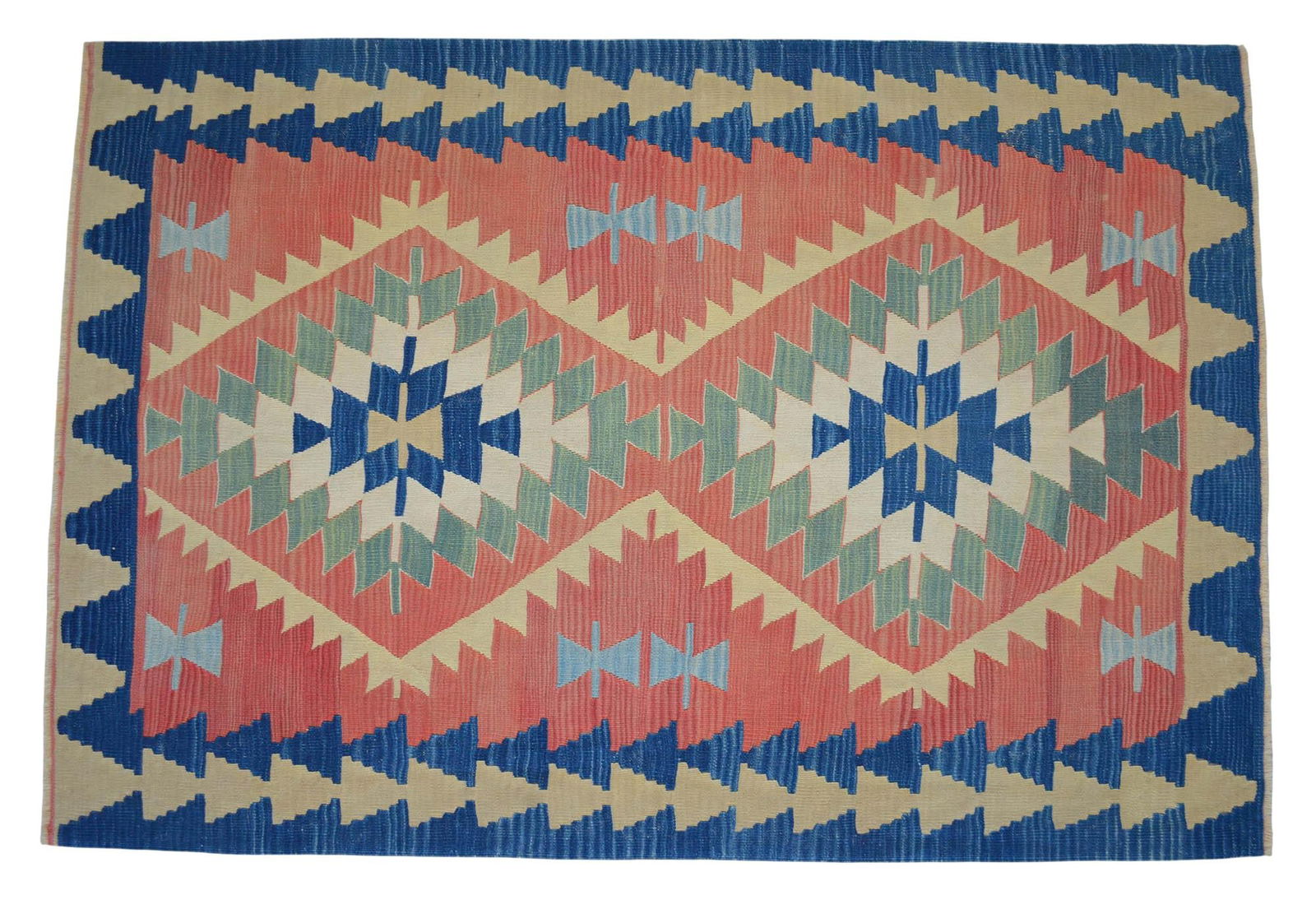 Vintage Turkish Handwoven Kilim Rug "“ Flat Weave Boho Farmhouse Decor "“ Standard - 5