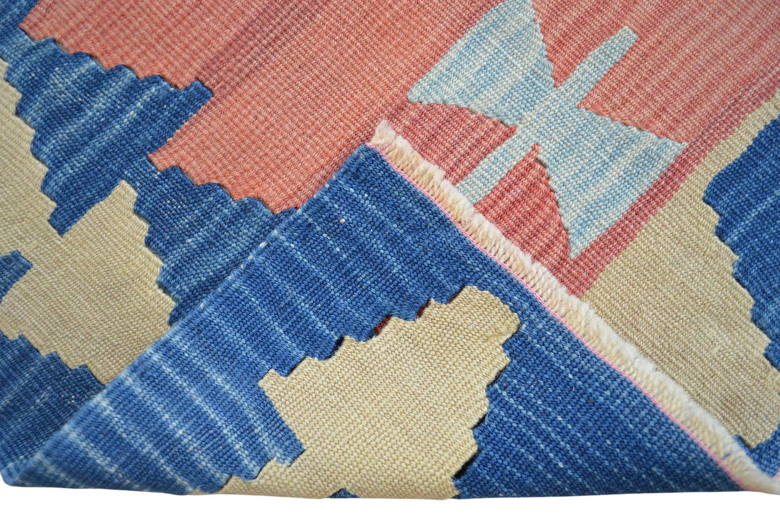 Vintage Turkish Handwoven Kilim Rug "“ Flat Weave Boho Farmhouse Decor "“ Standard - 9