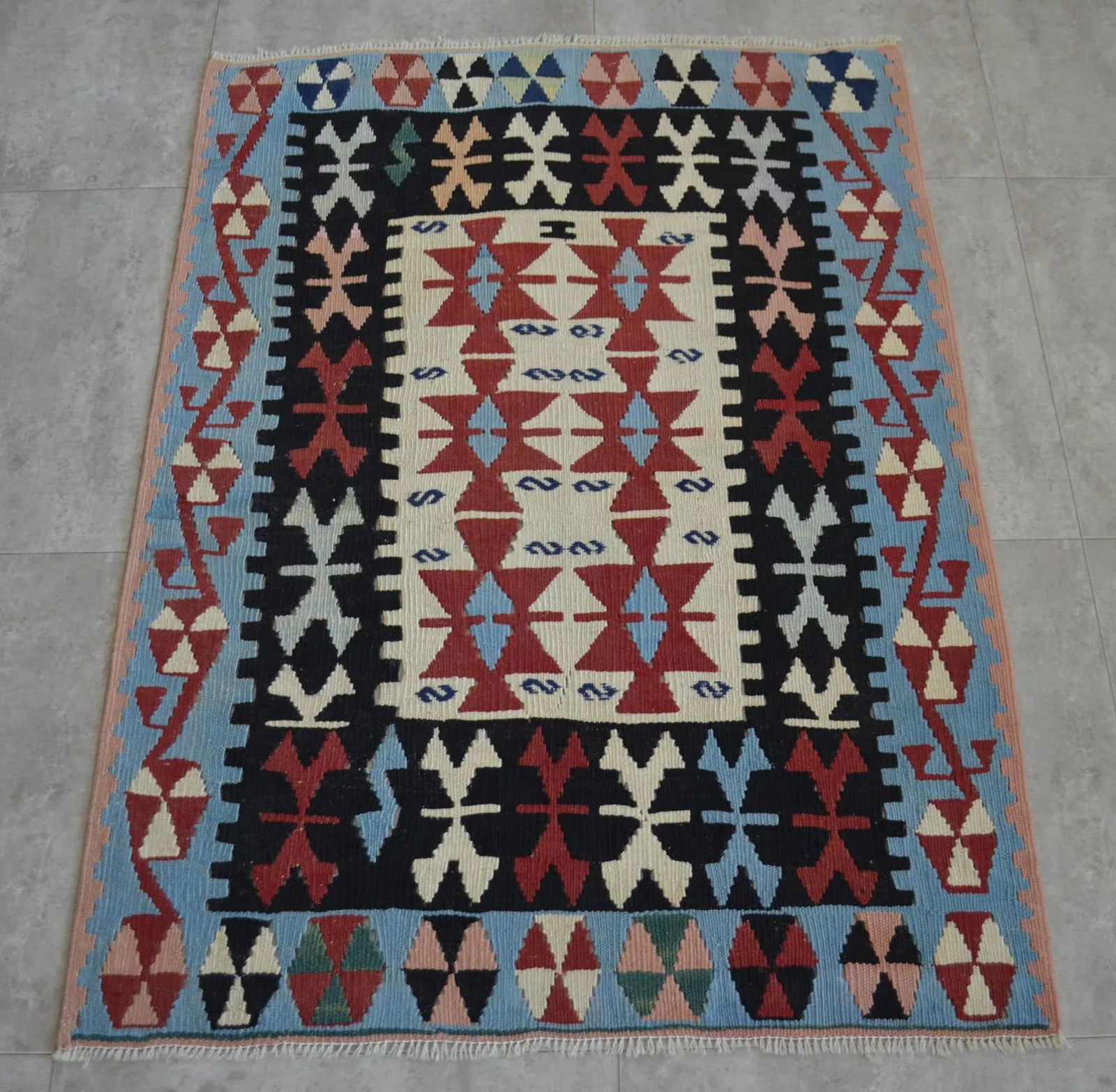 1980s Hand Woven Oushak Kilim Flat Weave Wool Area Rug 2'11" X 4' - 3