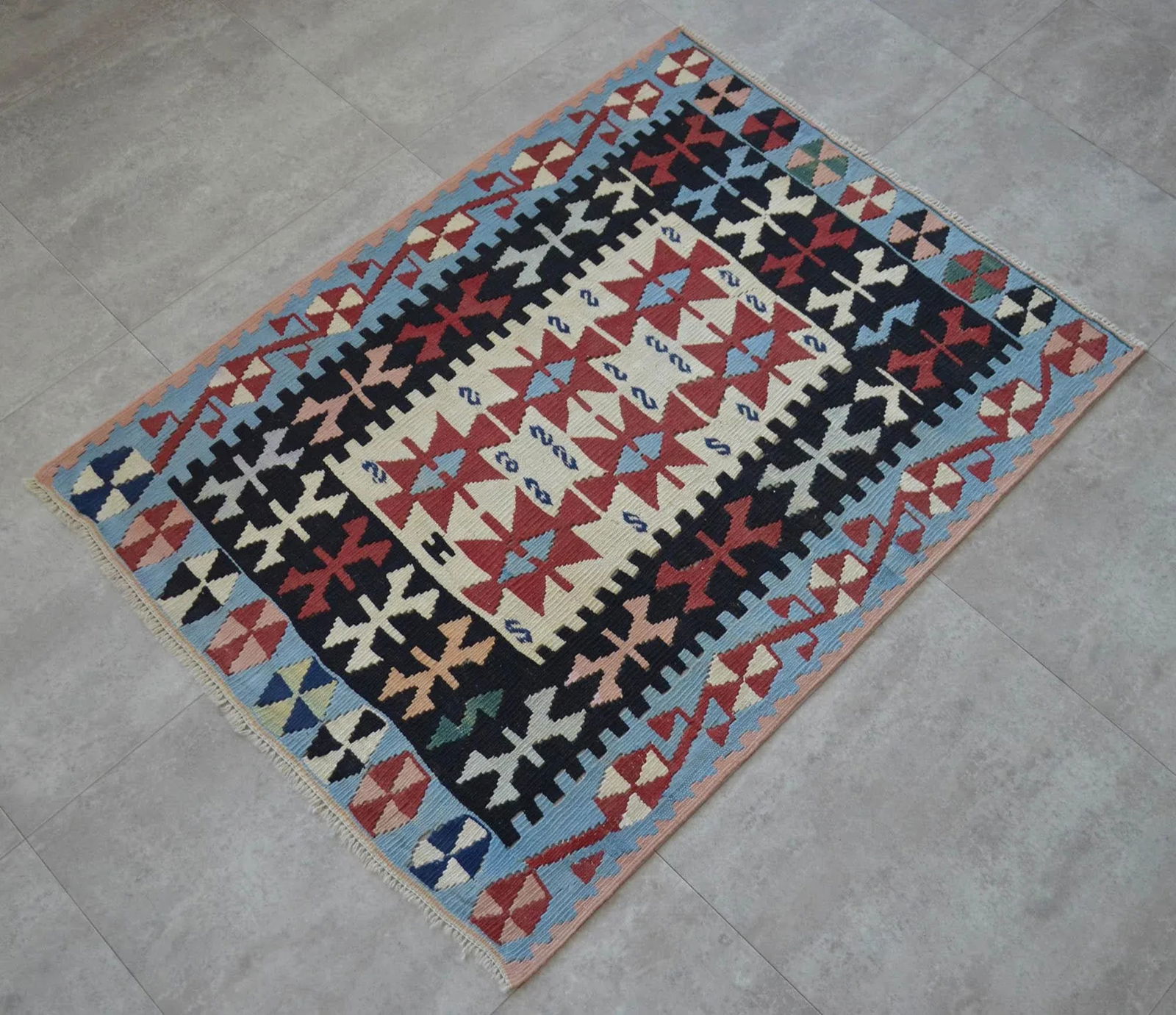 1980s Hand Woven Oushak Kilim Flat Weave Wool Area Rug 2'11" X 4' - 4
