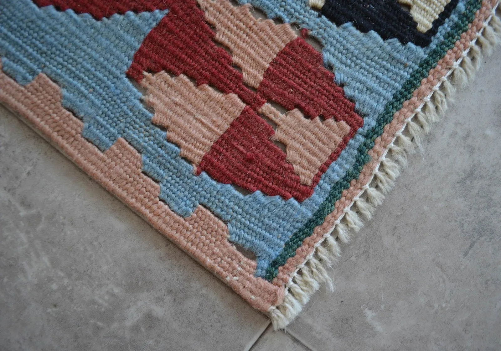 1980s Hand Woven Oushak Kilim Flat Weave Wool Area Rug 2'11" X 4' - 5