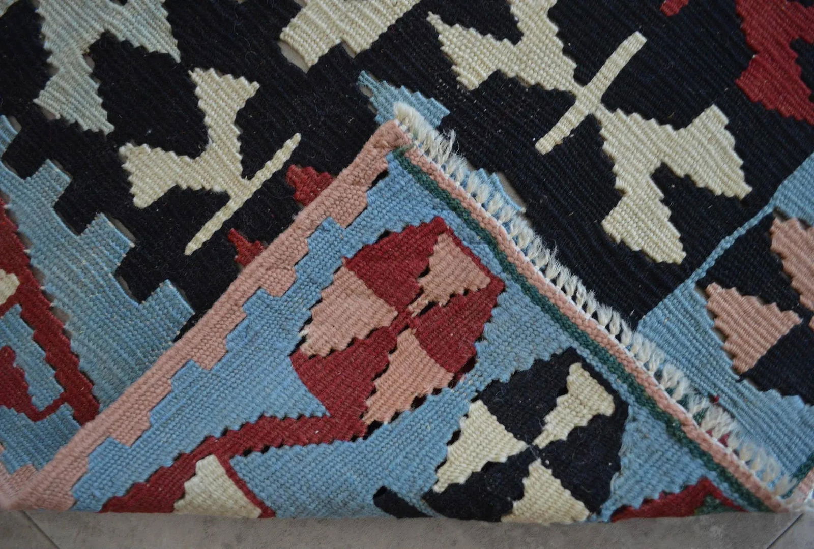 1980s Hand Woven Oushak Kilim Flat Weave Wool Area Rug 2'11" X 4' - 6