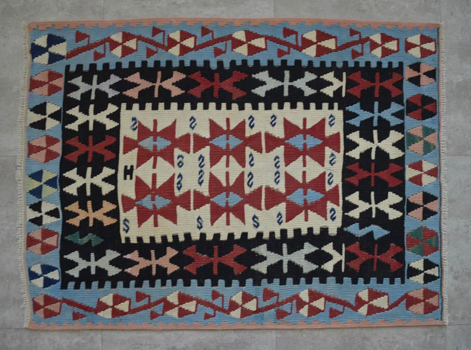 1980s Hand Woven Oushak Kilim Flat Weave Wool Area Rug 2'11" X 4' - 7