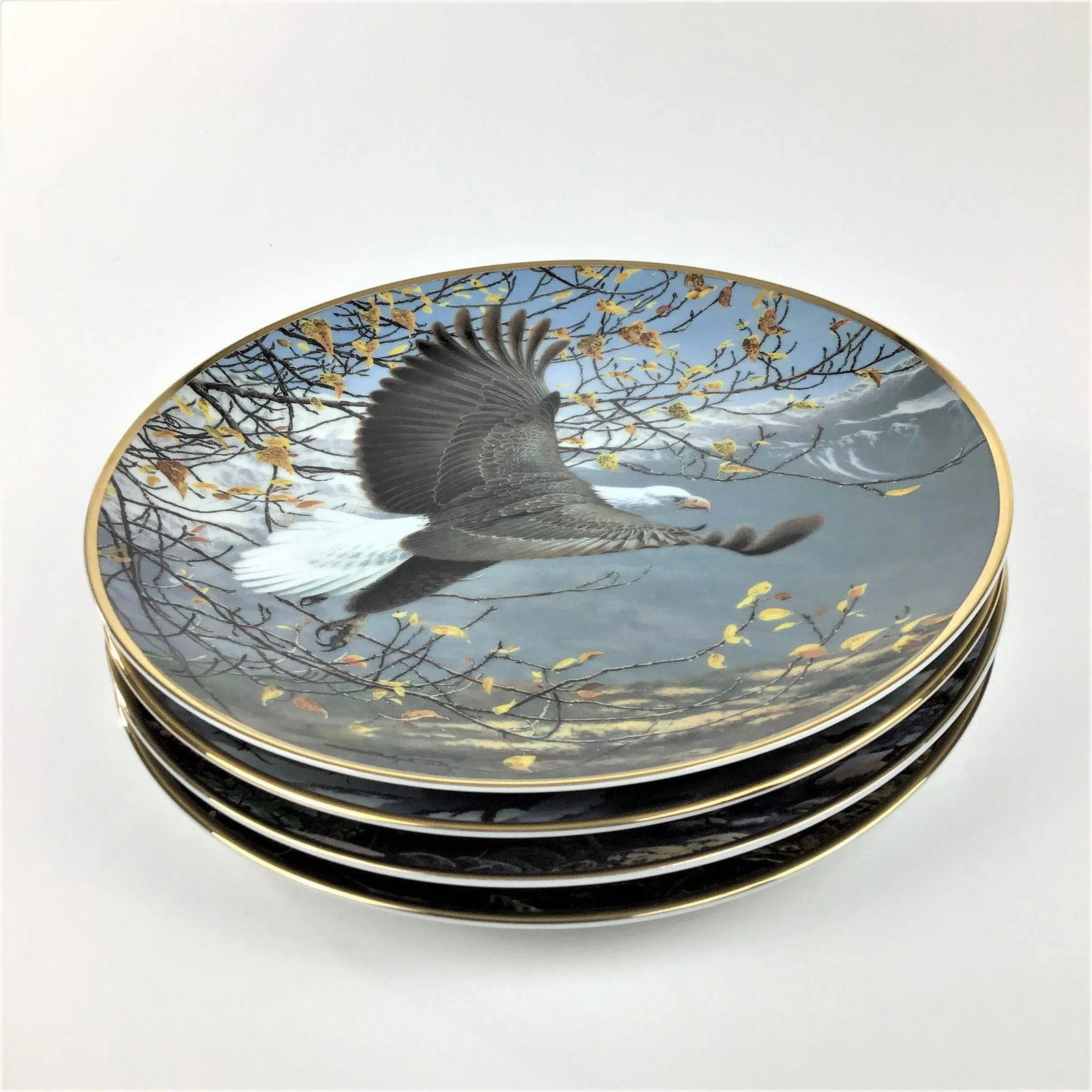 1990s Collectible Porcelain Printed Bald Eagle Series Plate - 4