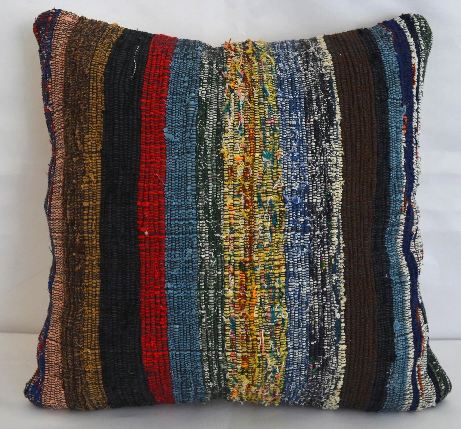 1970s Vintage Handmade Cotton Kilim Pillow Cover - 5