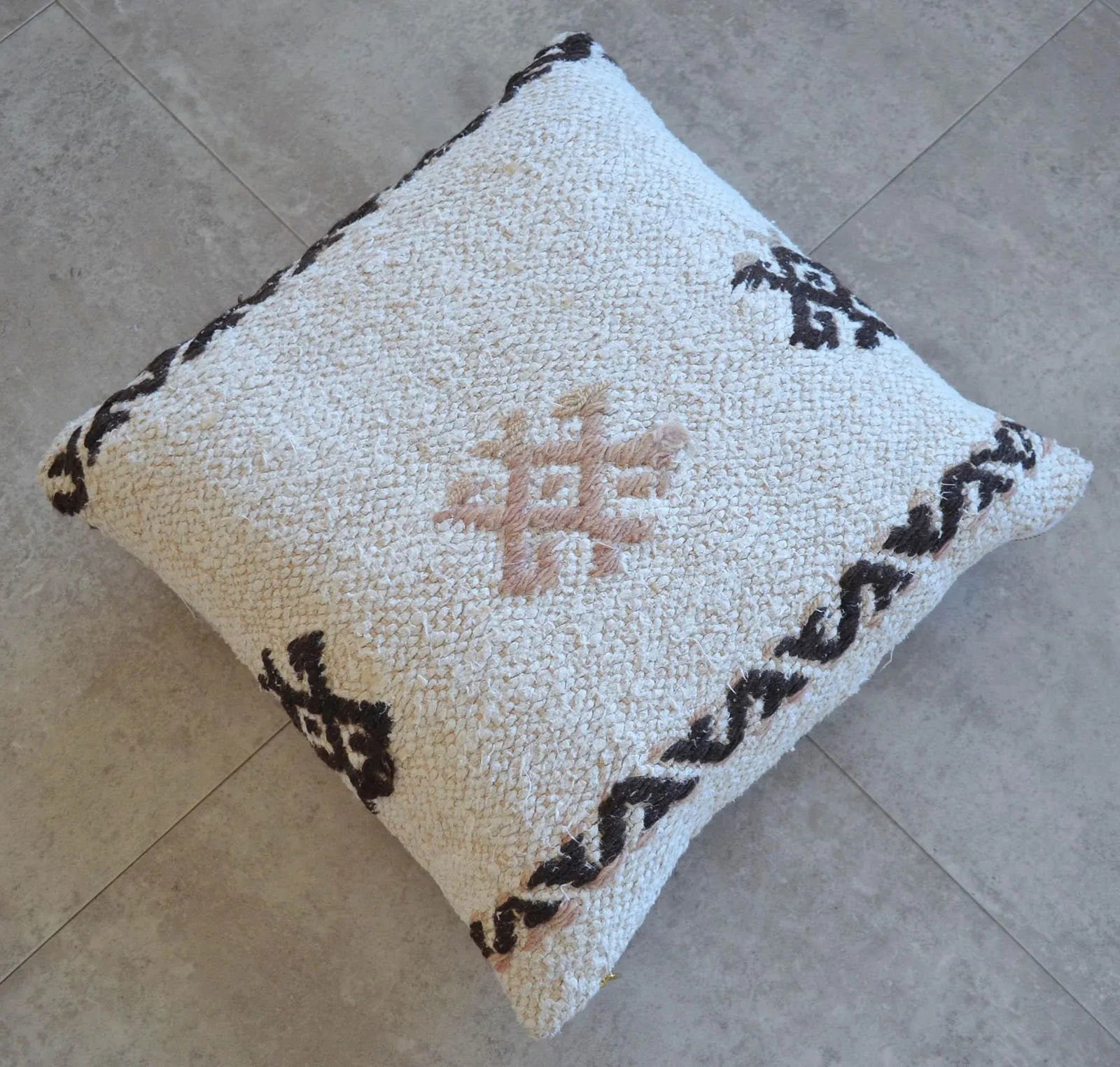 Vintage Handmade Hemp Kilim Rug Pillow Cover - 2