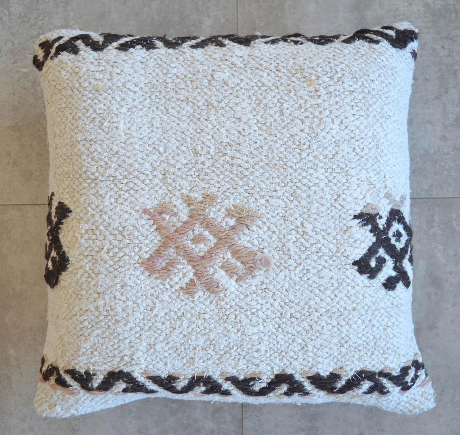 Vintage Handmade Hemp Kilim Rug Pillow Cover - 4